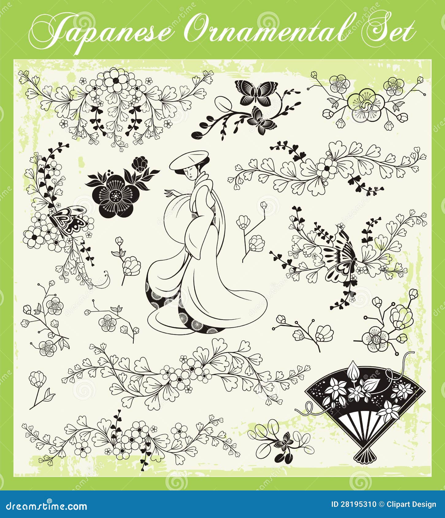 Japanese Traditional Ornaments Set Stock Vector Illustration of