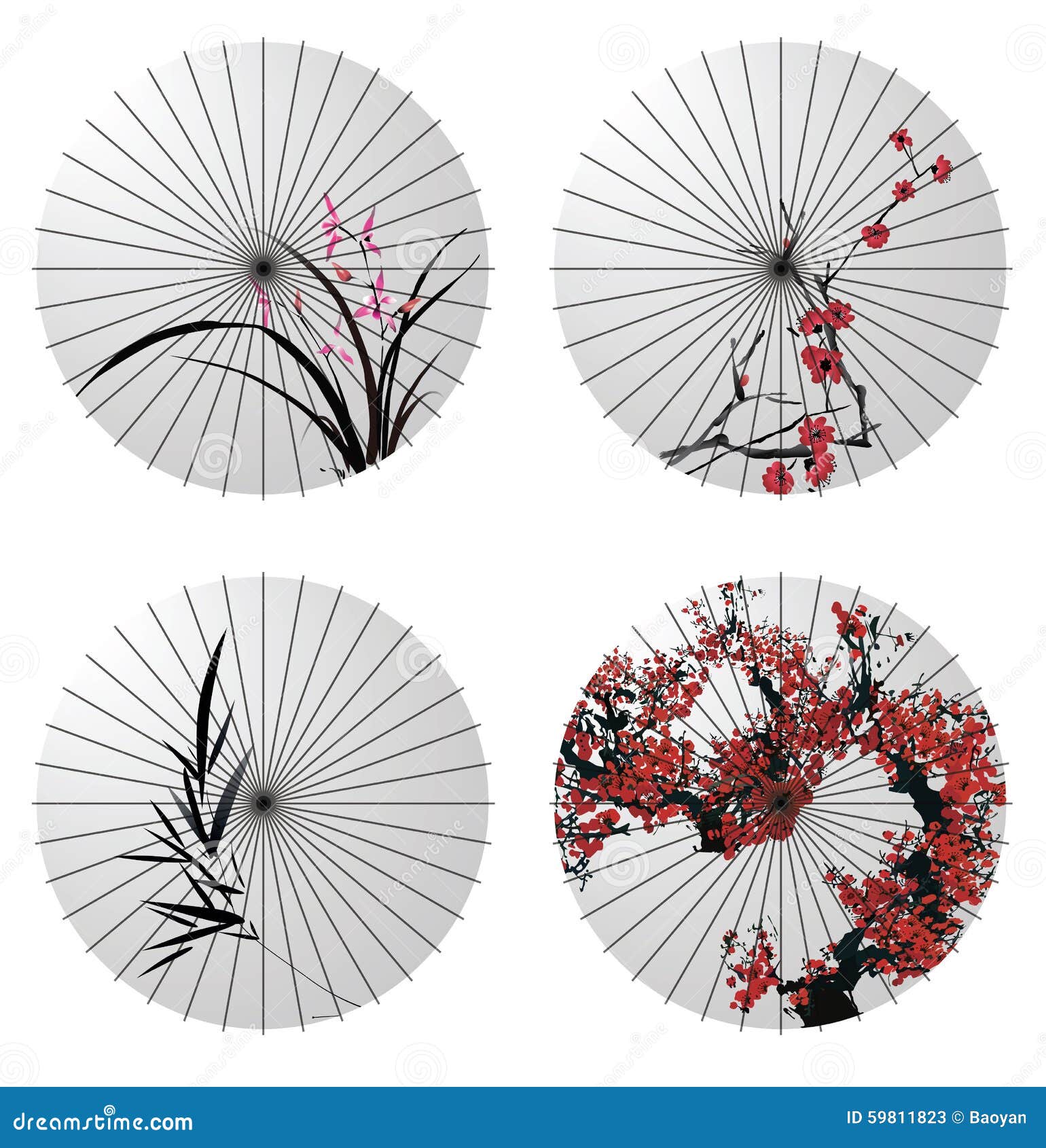 Japanese Umbrella Stock Vector Image 59811823