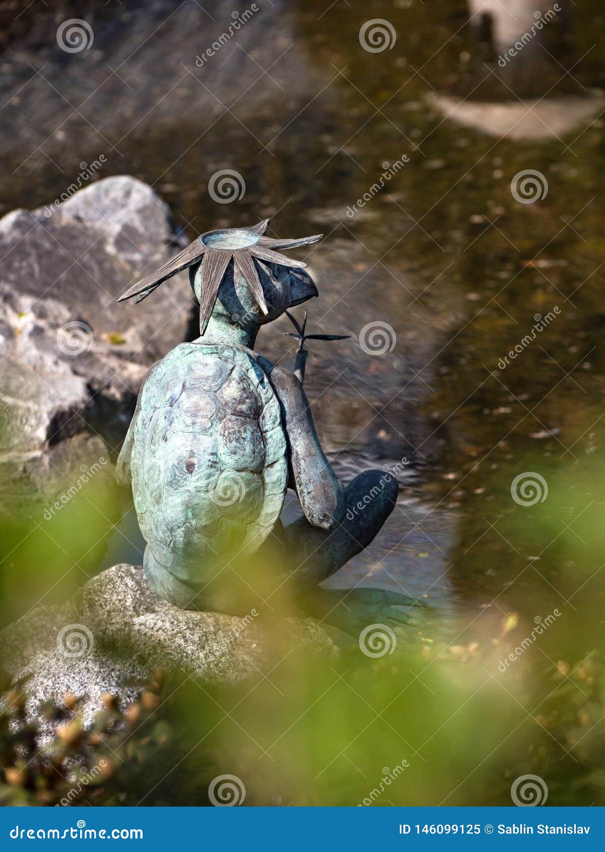 Japanese River God of the Kappa. Vintage Bronze Turtle in the Japanese  Garden. Stock Image - Image of animal, garden: 146099125