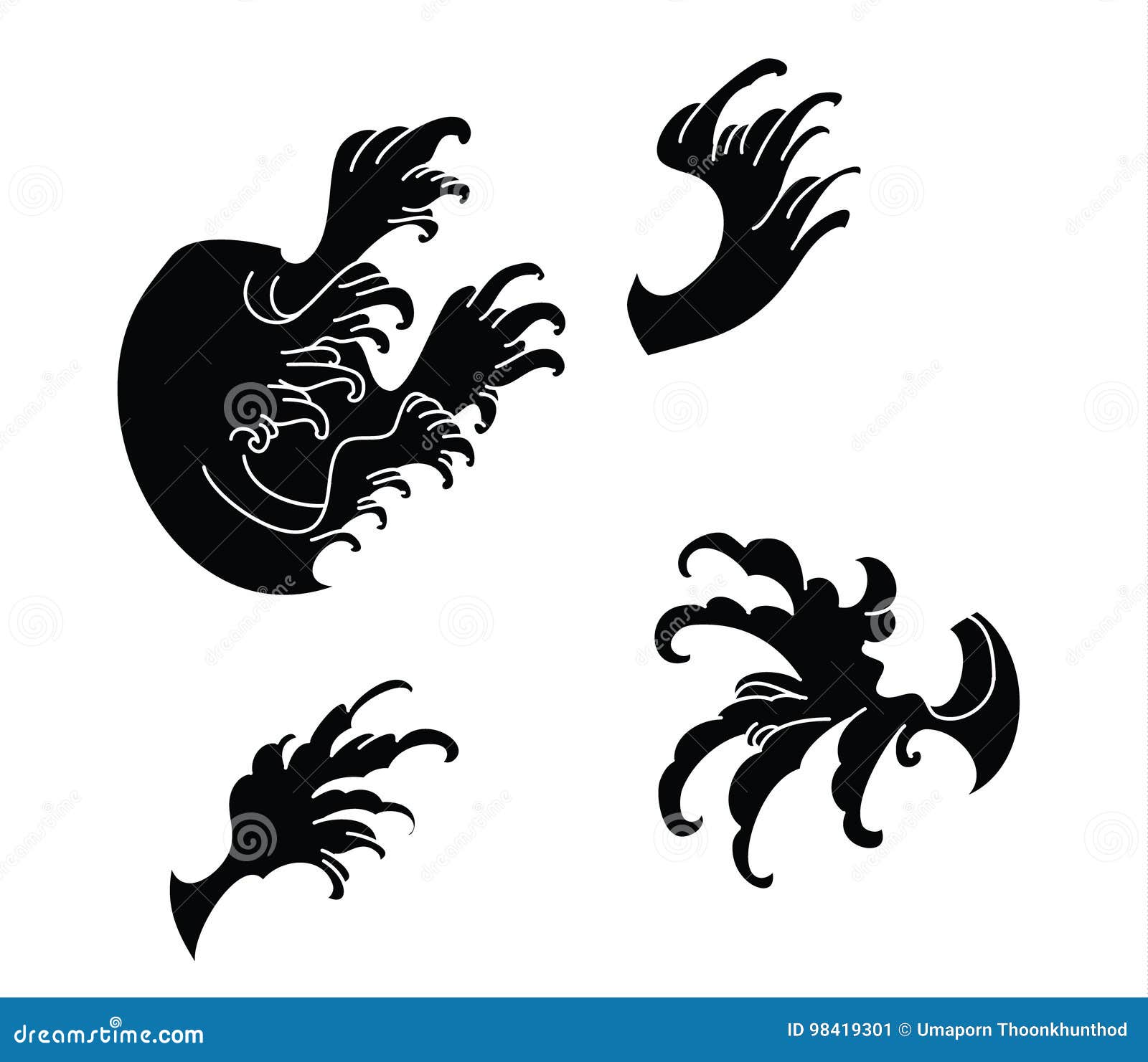 Japanese Wave Tattoo Design Isolate Vector Stock Vector - Illustration of asia, pattern: 98419301