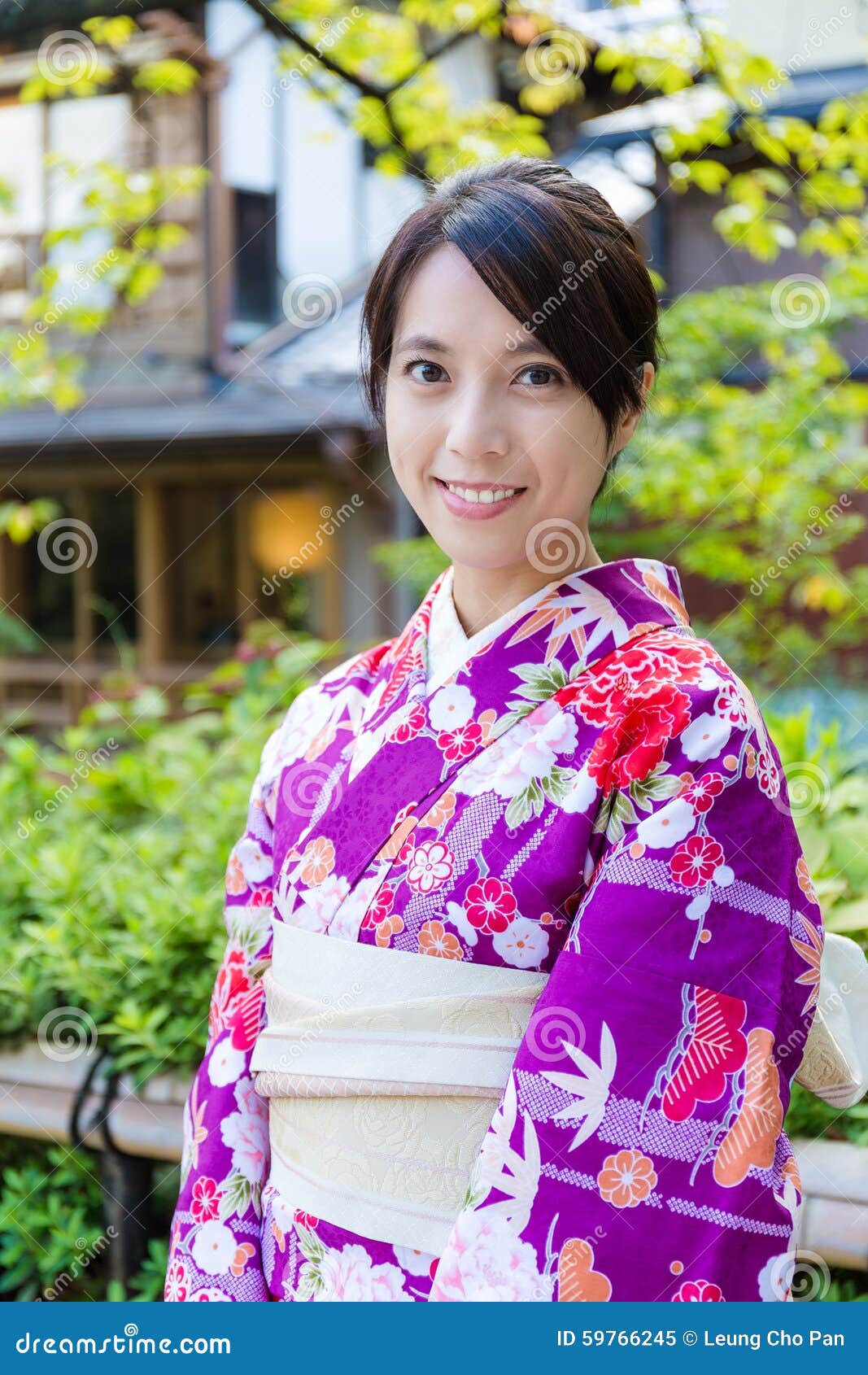 Japanese Woman with Kimono Costume in Kyoto Stock Image - Image of ...
