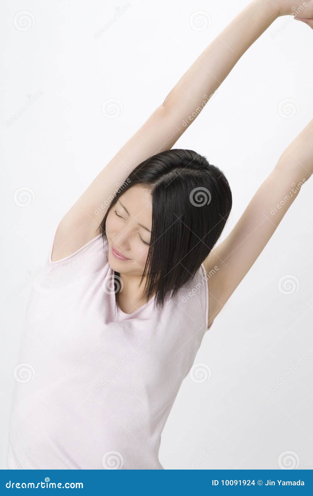 Japanese woman stretching stock photo. Image of lifestyle 10091924