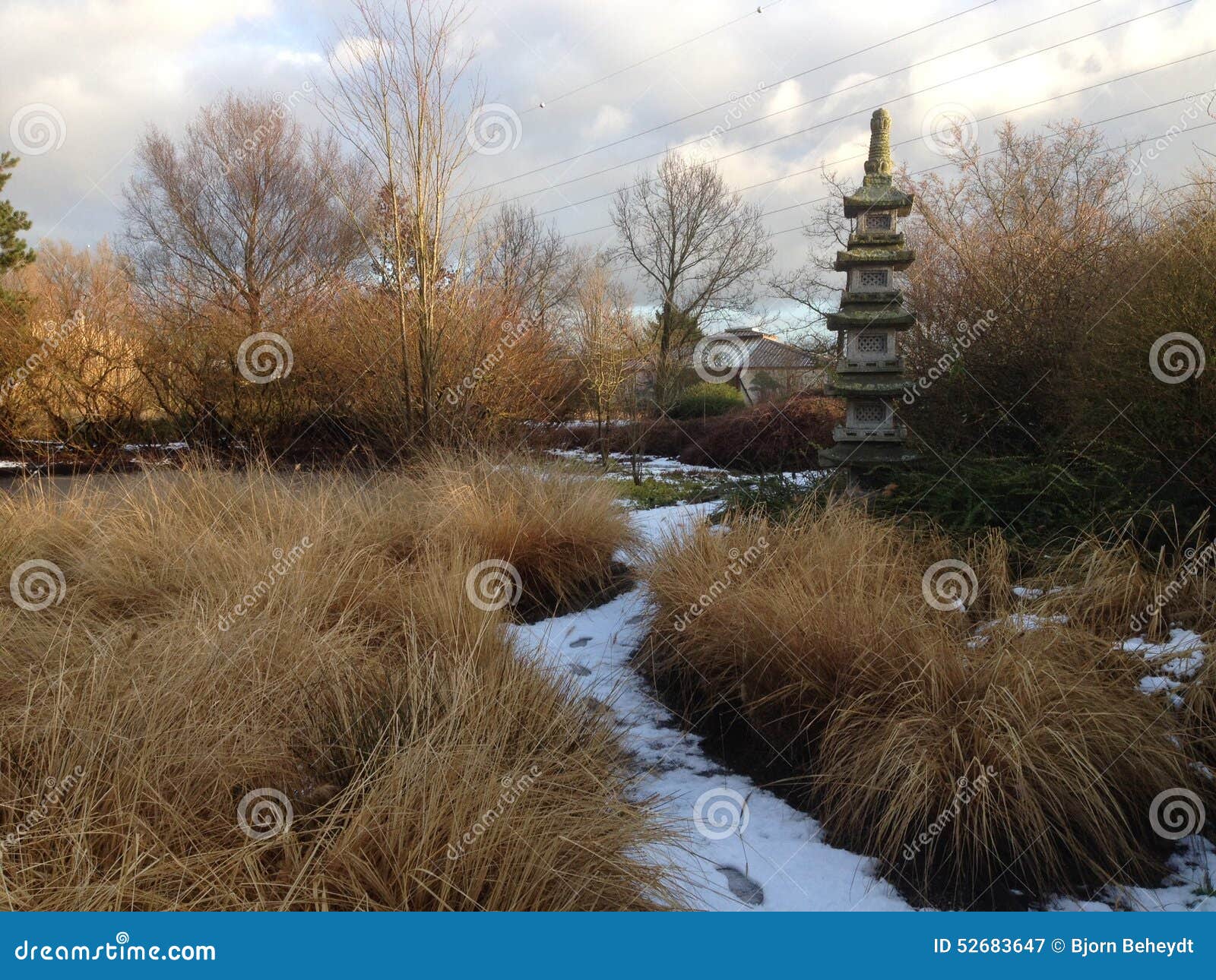 Japanischer Garten In Der Winterzeit Stockbild - Bild von ...