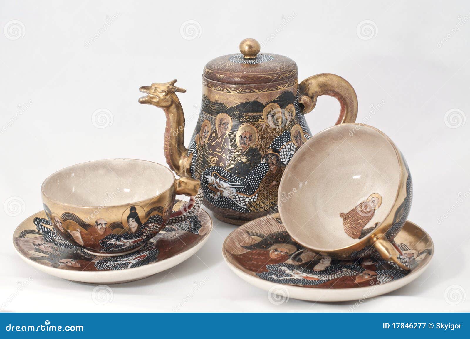 Japanisches Teeset YUZEN - Traditionelle Aritayaki Porzellan Kanne Mit 2 Schalen