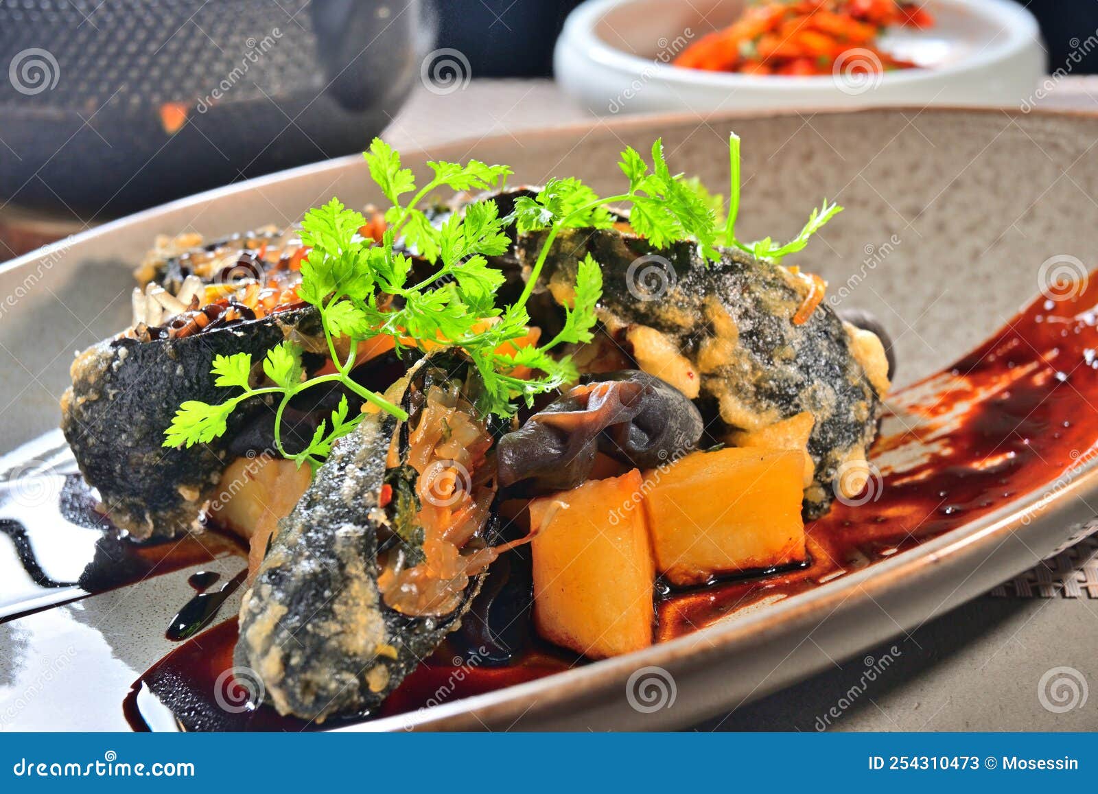 Korean Deep Fried Seaweed Spring Rolls Stock Image Image of assorted, asia 254310473