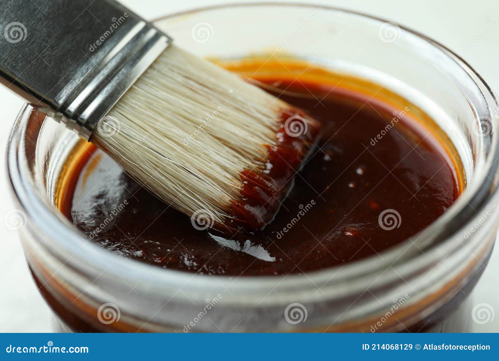 Jar of Barbecue Sauce with Brush, Close Up Stock Image Image of bowl