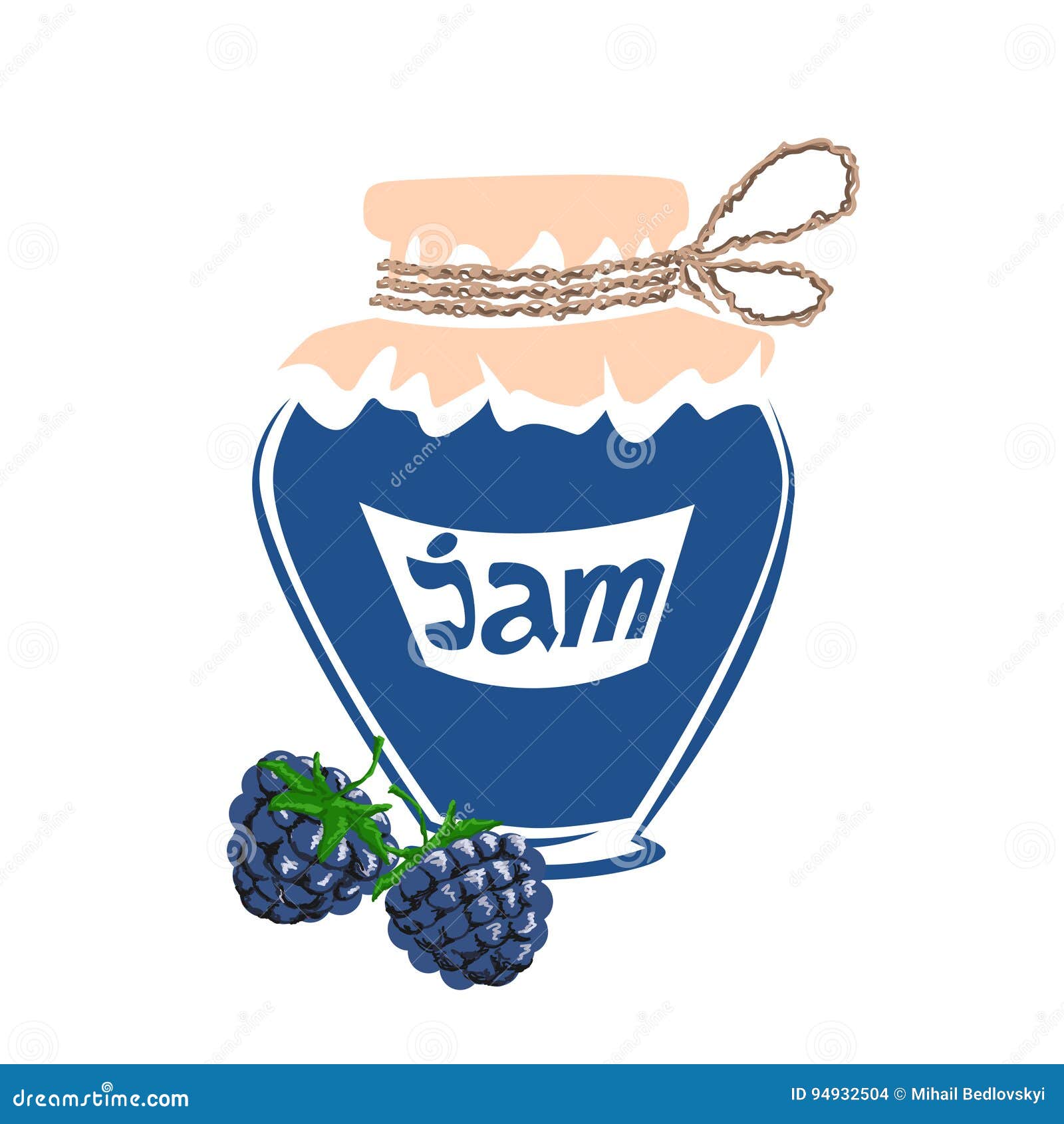 Jar of blackberry jam stock vector. Illustration of labels 94932504
