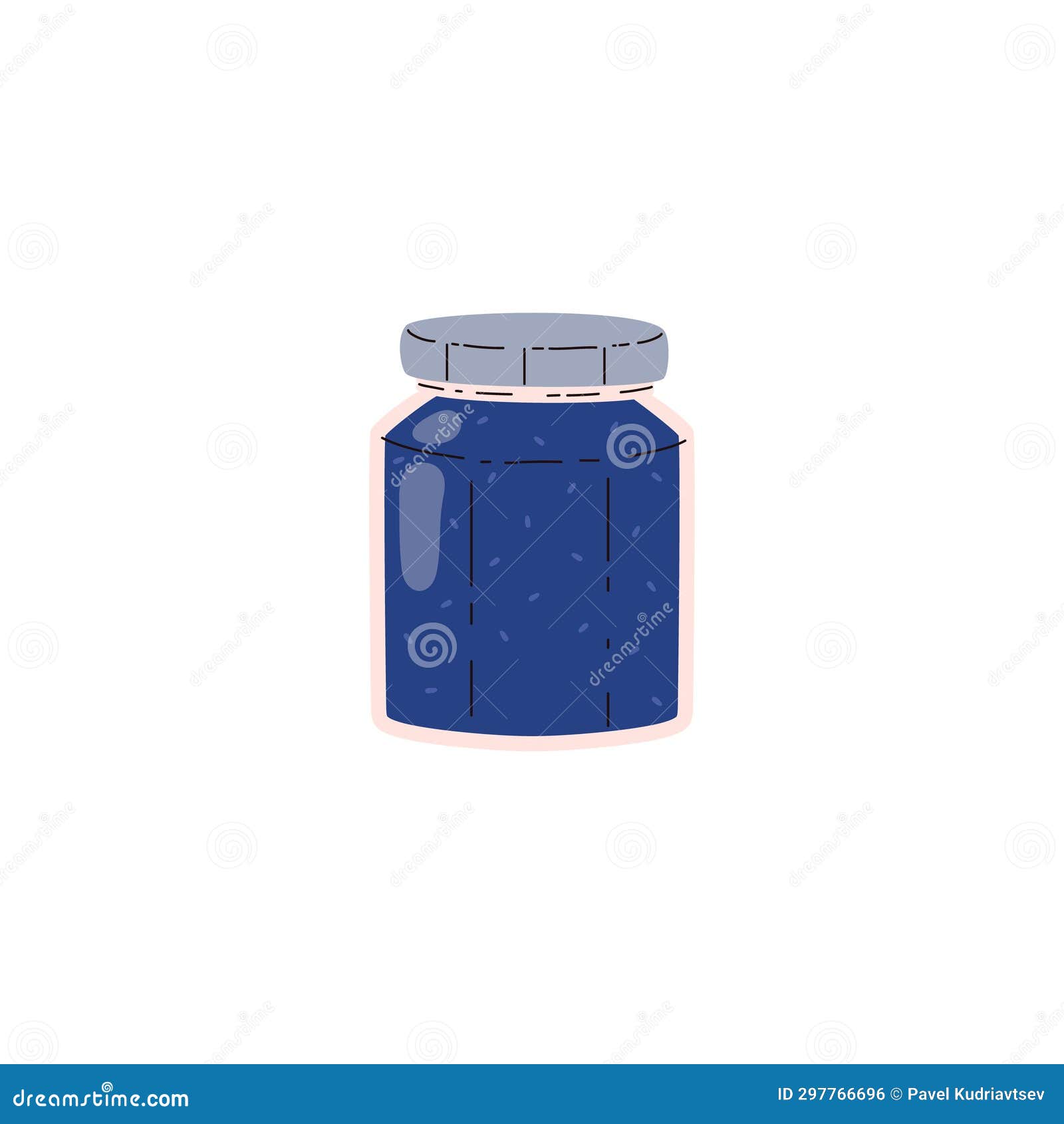 Jar of Blue Jam, Vector Cartoon Illustration Isolated on White