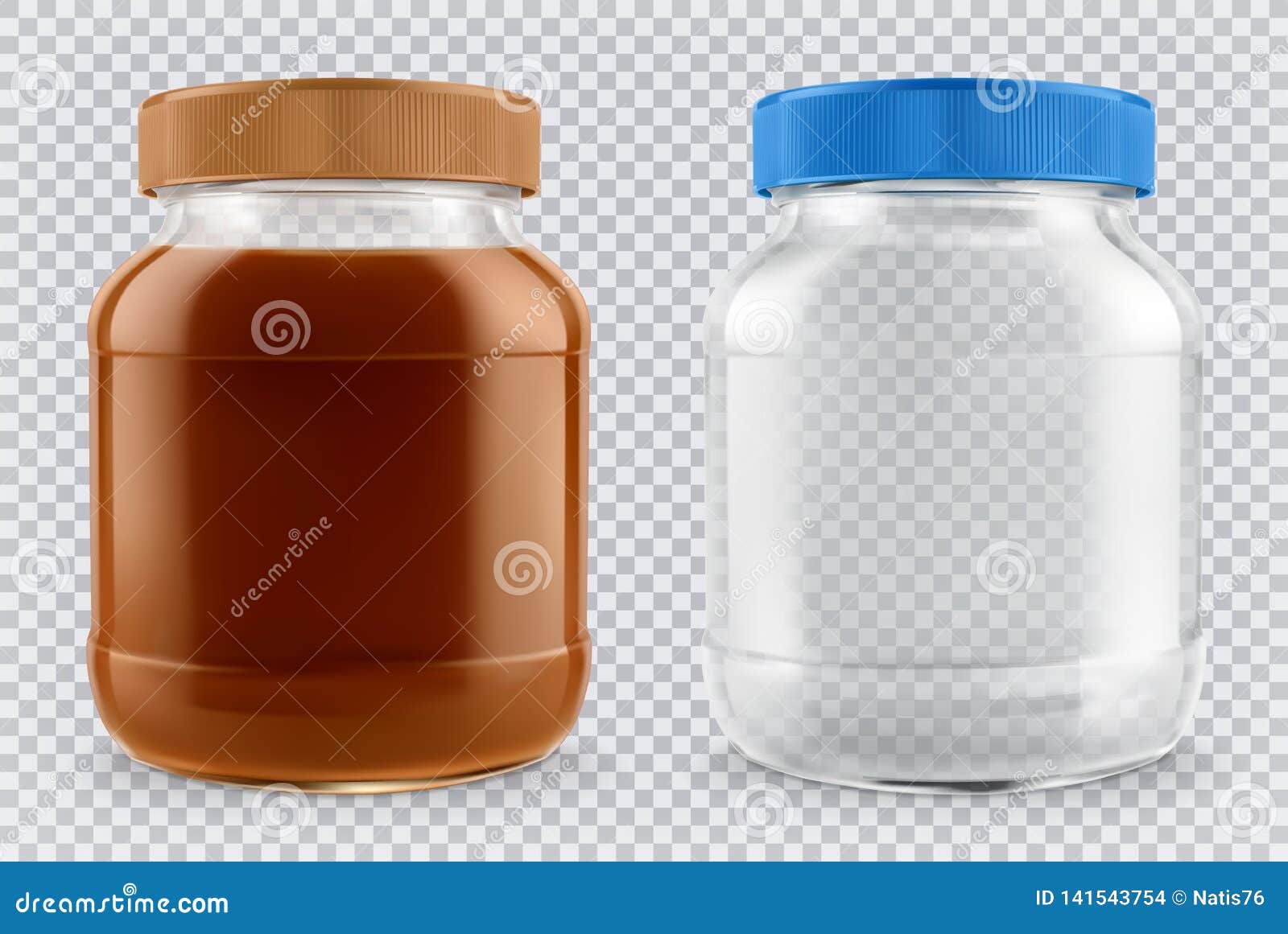 Download Jar Of Chocolate Spread And Empty Glass Jar. 3d Vector Realistic Mockup Stock Vector ...