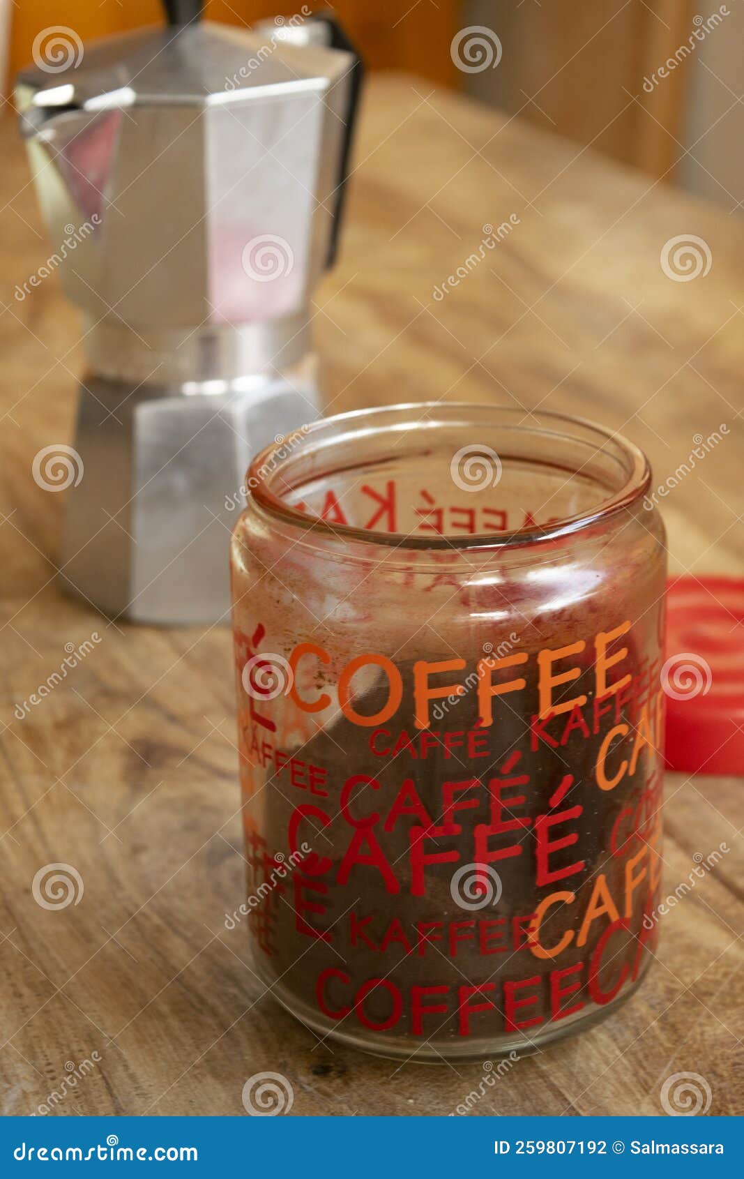 Jar of coffee powder stock photo. Image of aromatic 259807192