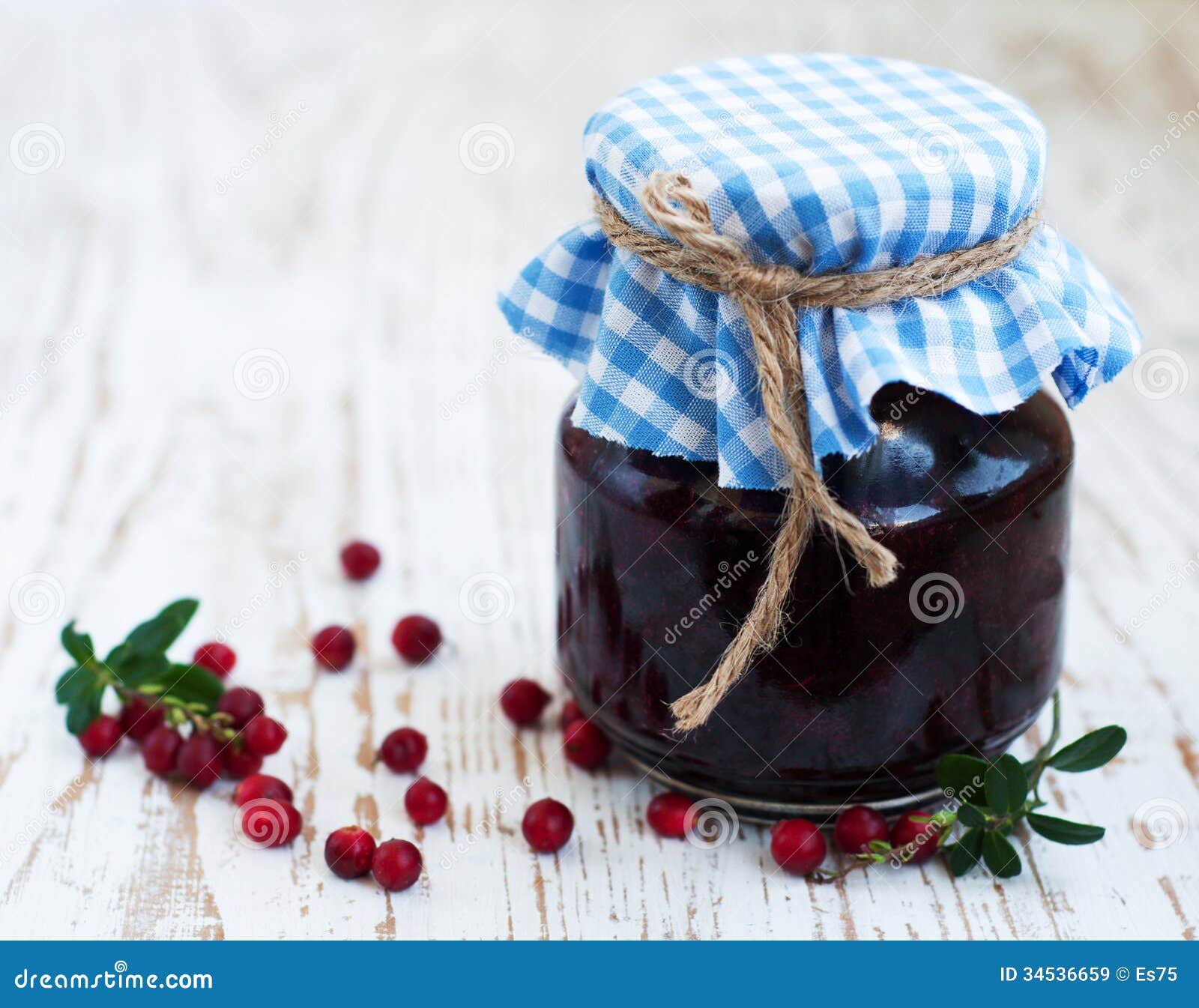 Jar of cranberries jam stock image. Image of healthful 34536659