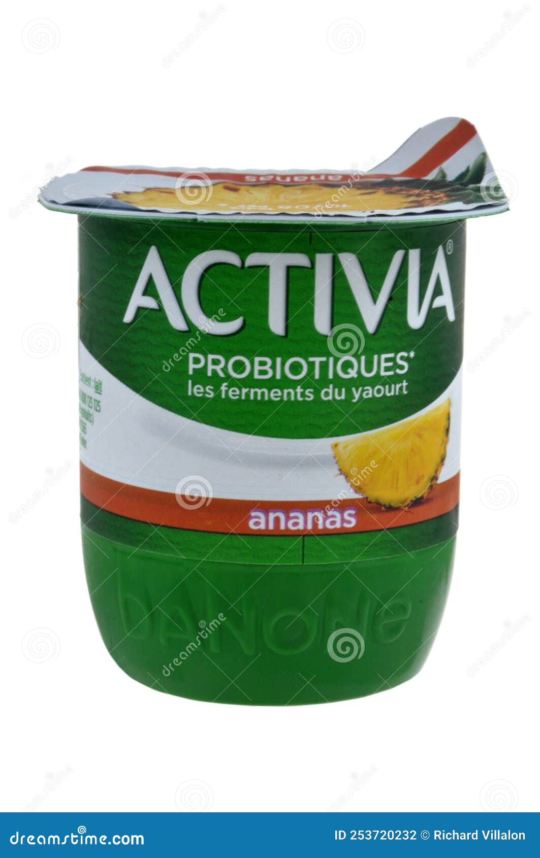 Jar of Danone Activia Brand Pineapple Yogurt Close Up on White Background  Editorial Photography - Image of dessert, yogurt: 253720232