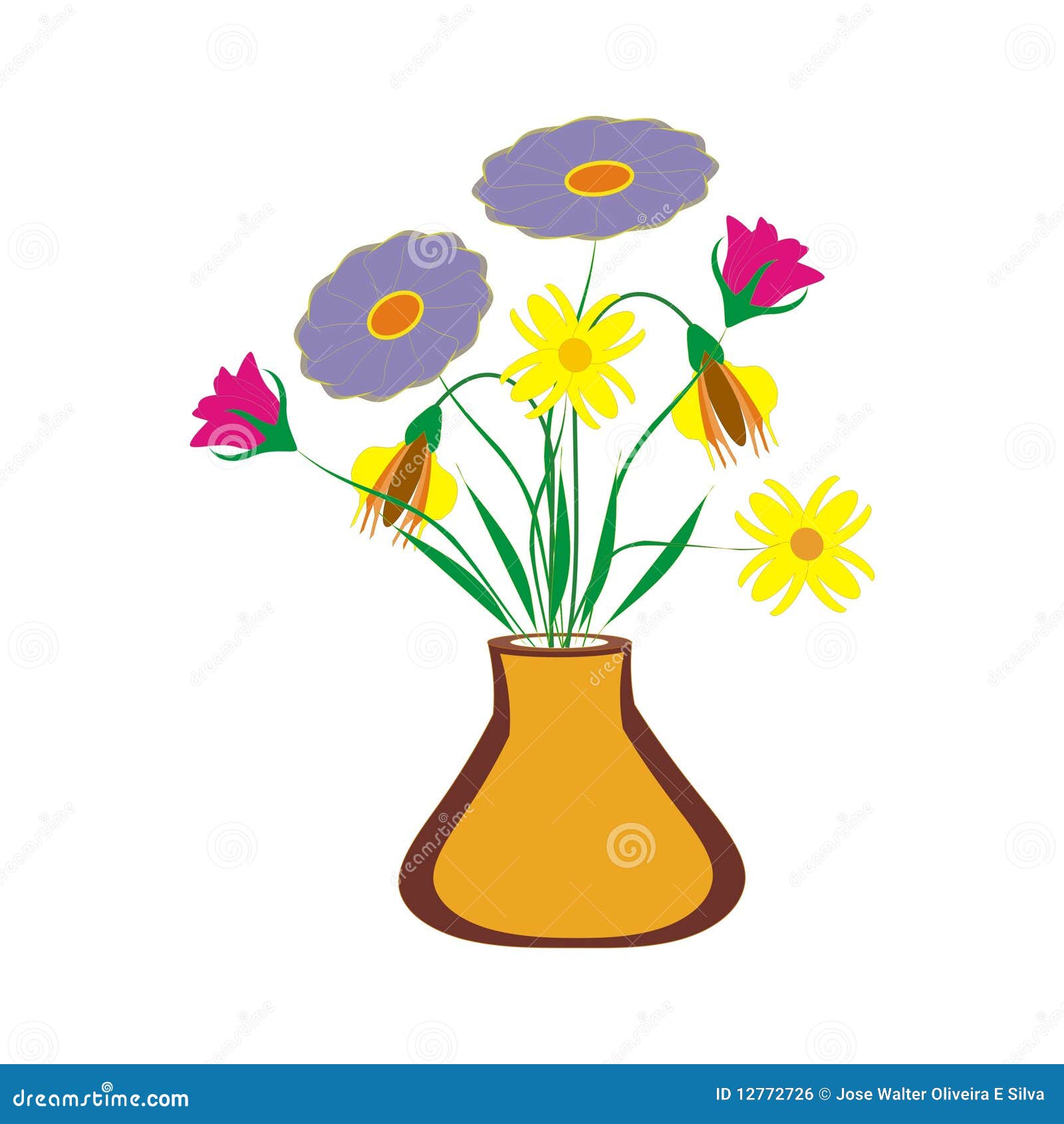Jar of flowers stock vector. Illustration of vase, golden 12772726