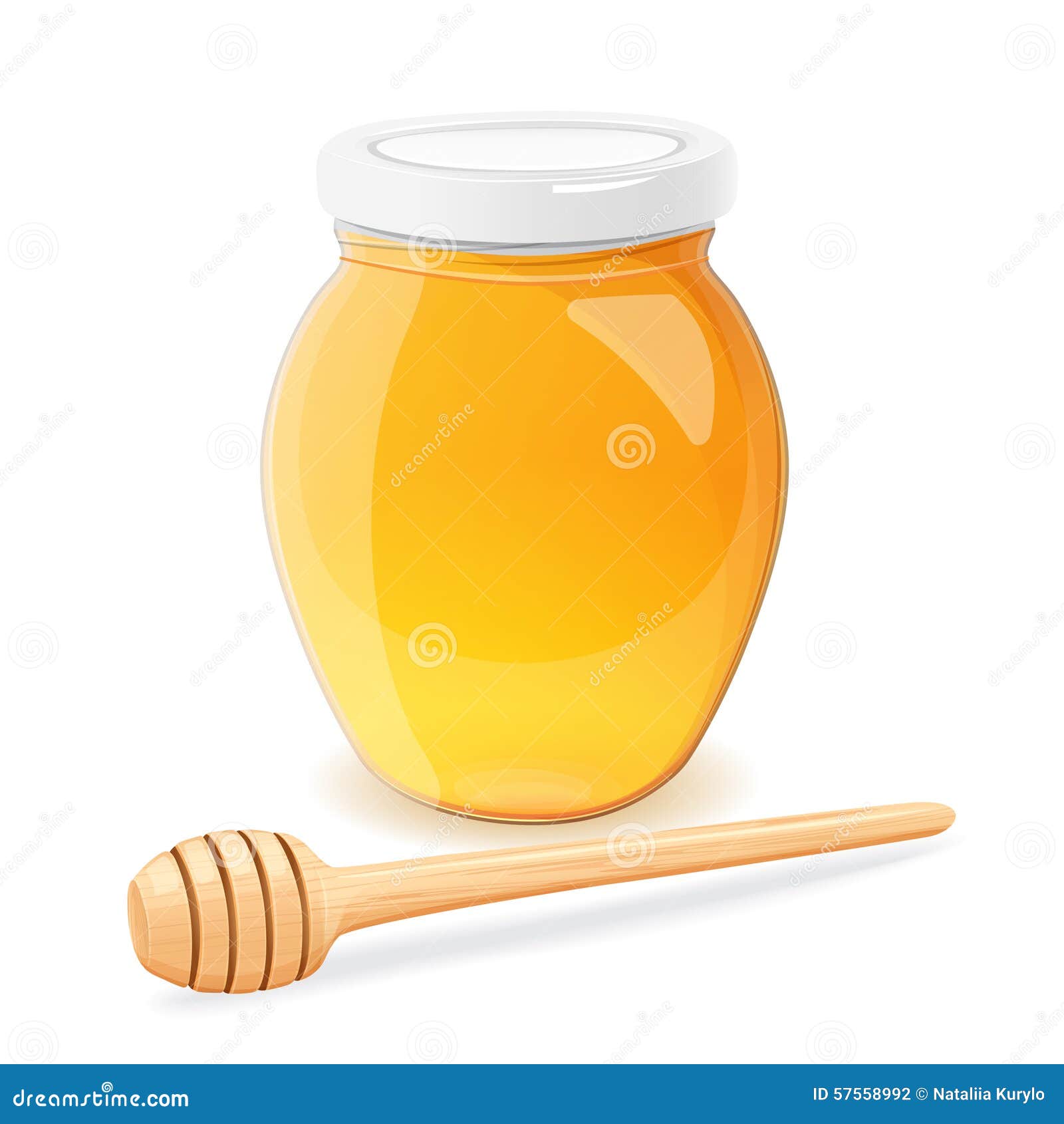 A Jar Of Honey And Spoon For Honey. Stock Vector Illustration of