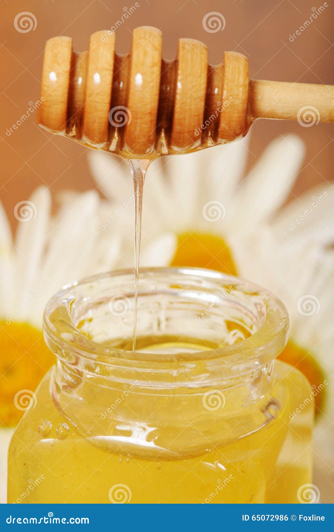 Jar of Honey and a Spoonful of Honey Stock Photo Image of leaf