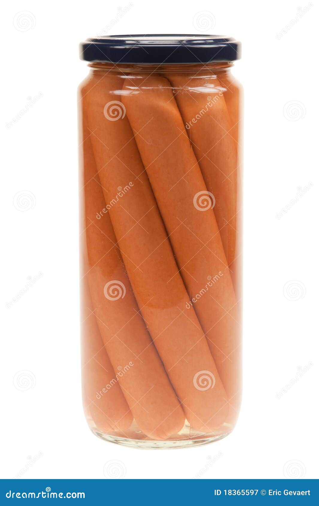 Jar with hot dogs isolated stock image. Image of food 18365597
