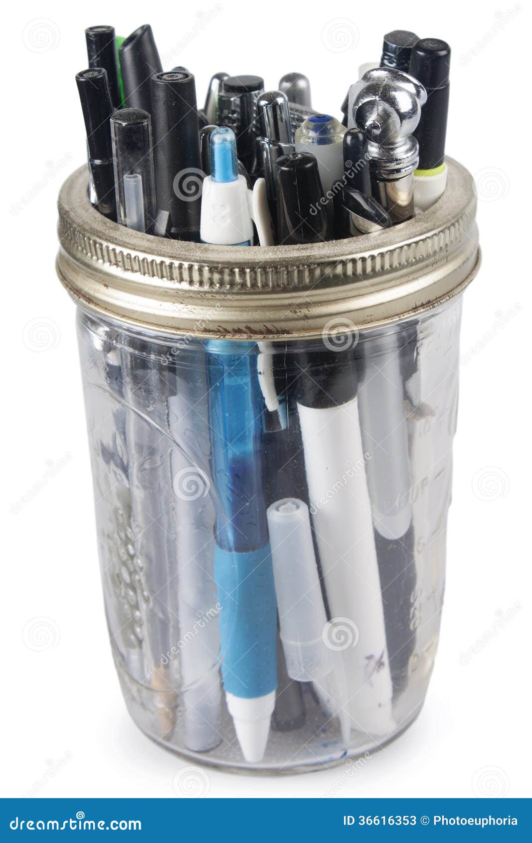 Jar of Pens stock image. Image of silver, write, instrument 36616353