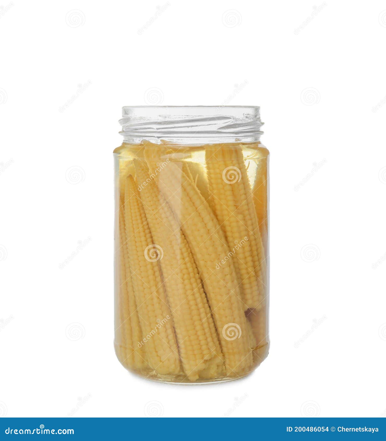 Jar of Pickled Baby Corn Isolated on White Stock Photo Image of food