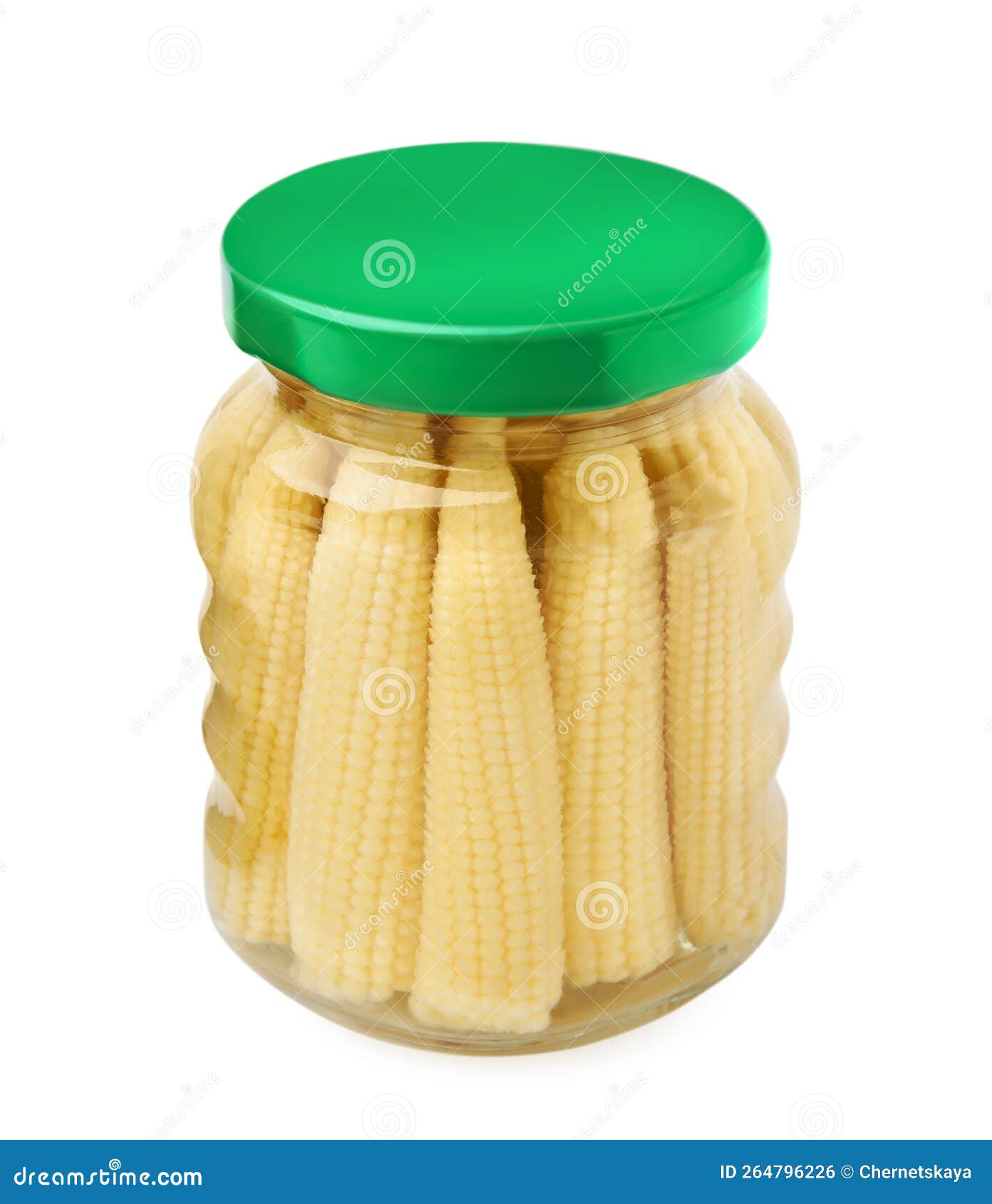 Jar of Pickled Baby Corn Isolated on White Stock Photo Image of