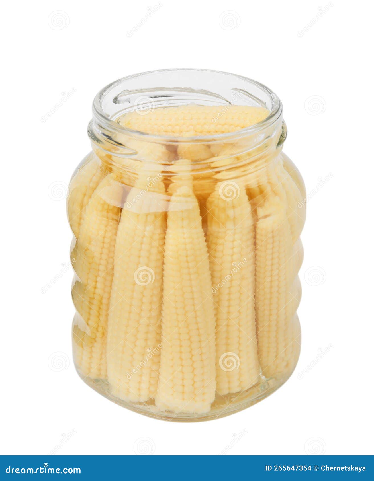 Jar of Pickled Baby Corn Isolated on White Stock Photo Image of
