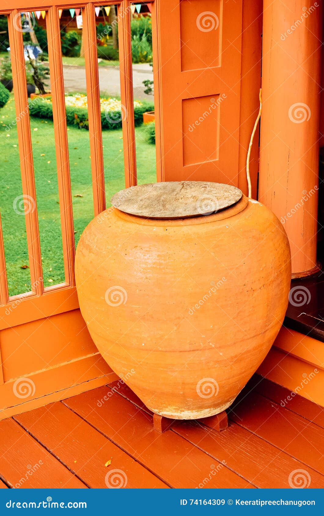 Jar pot in Thai house stock image. Image of city, destinations 74164309