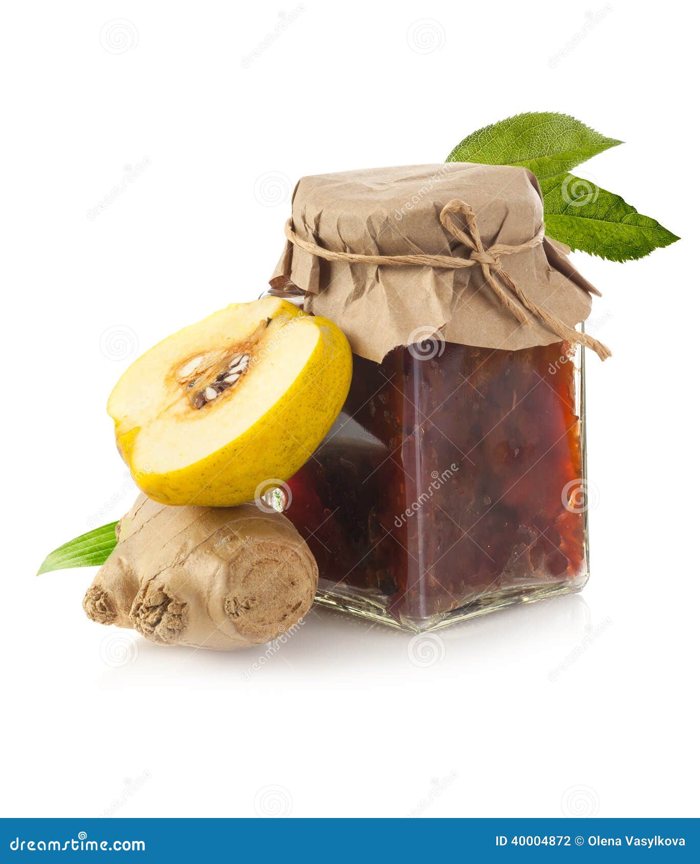 Jar of Quince Jam with Ginger and Quince Fruit Stock Photo Image of
