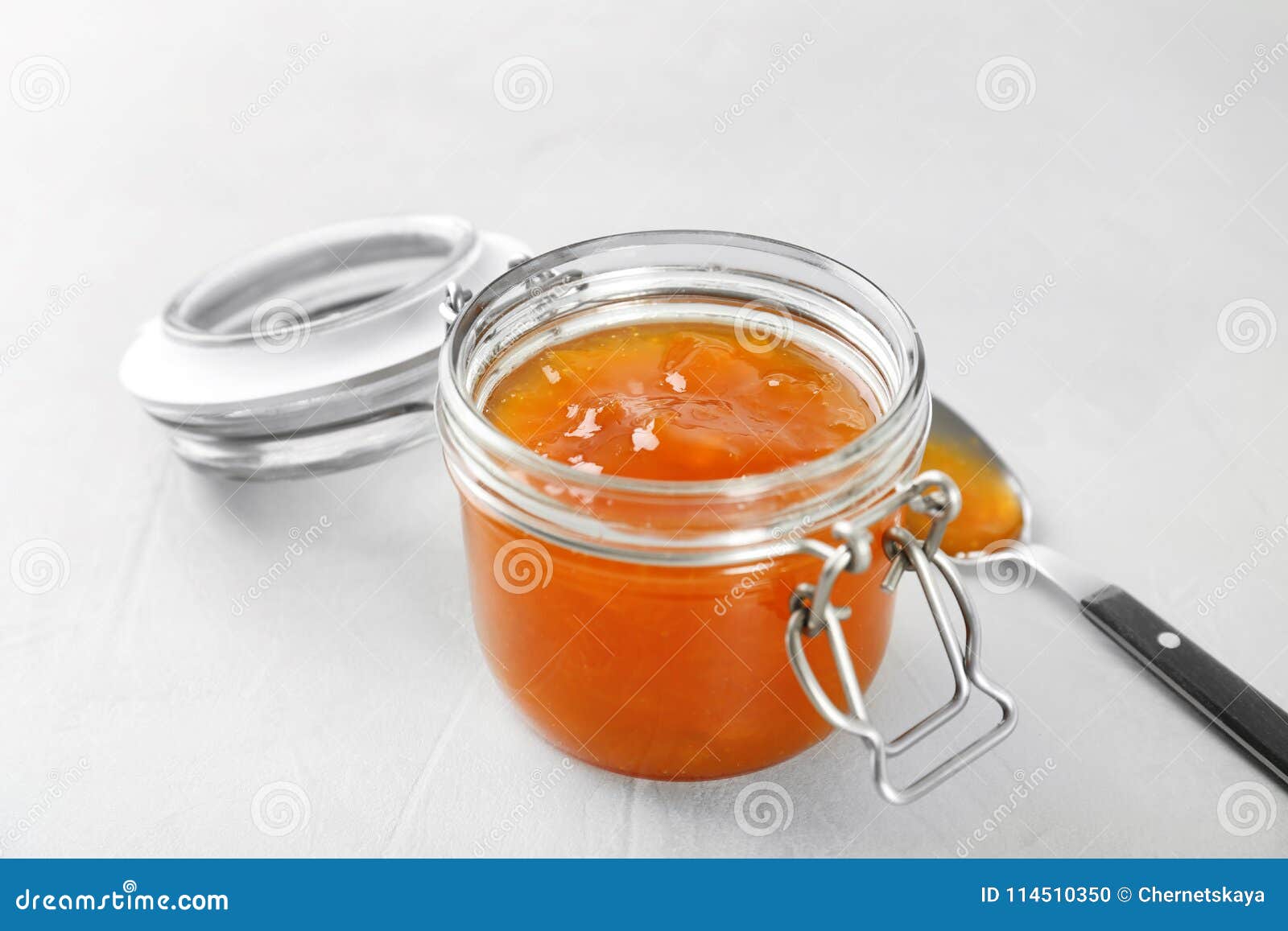 Jar and Spoon with Sweet Jam Stock Photo Image of organic, spoon