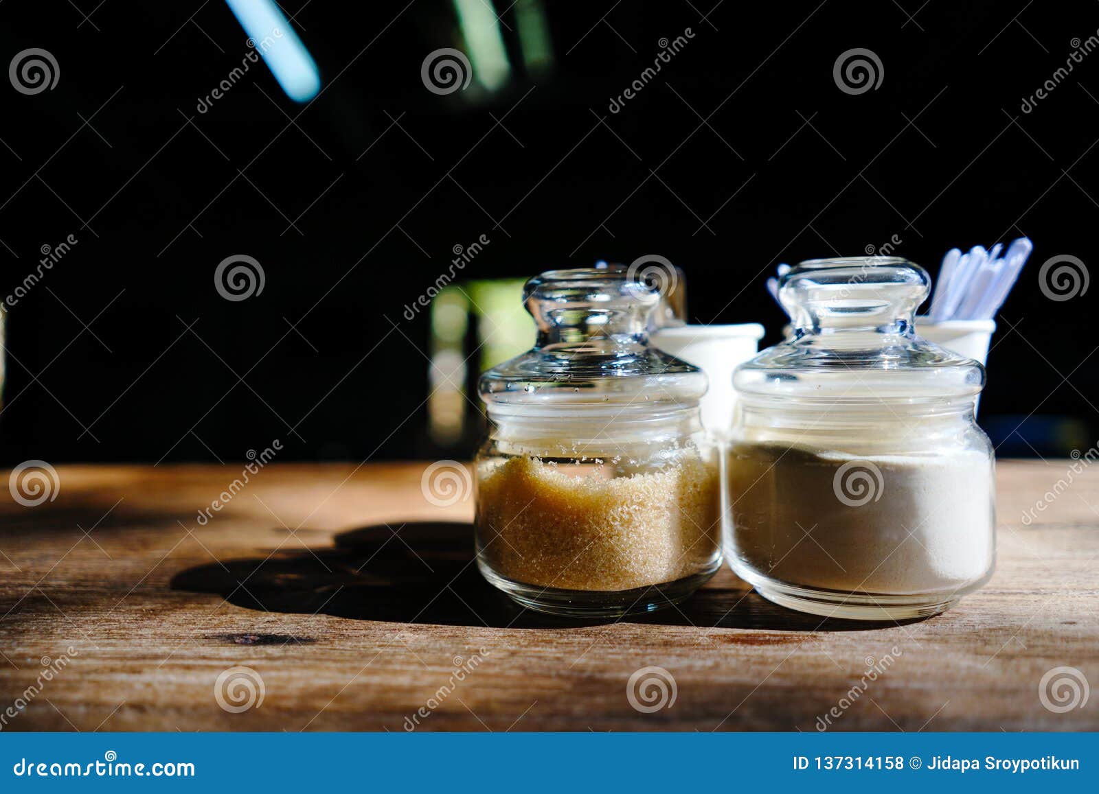 Jar of sugar and creamer stock photo. Image of light 137314158