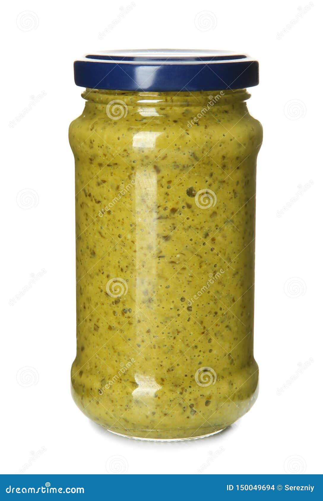 Jar with Tasty Pesto Sauce on White Background Stock Photo Image of