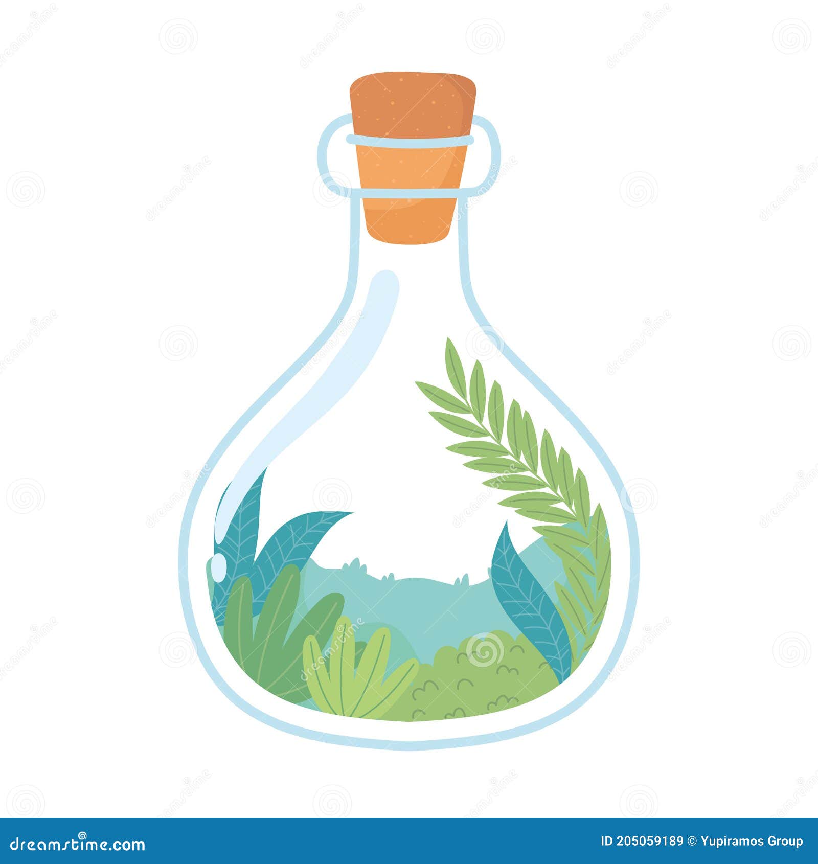 Jar Terrarium Leaves Greenery Nature Icon White Background Stock Vector