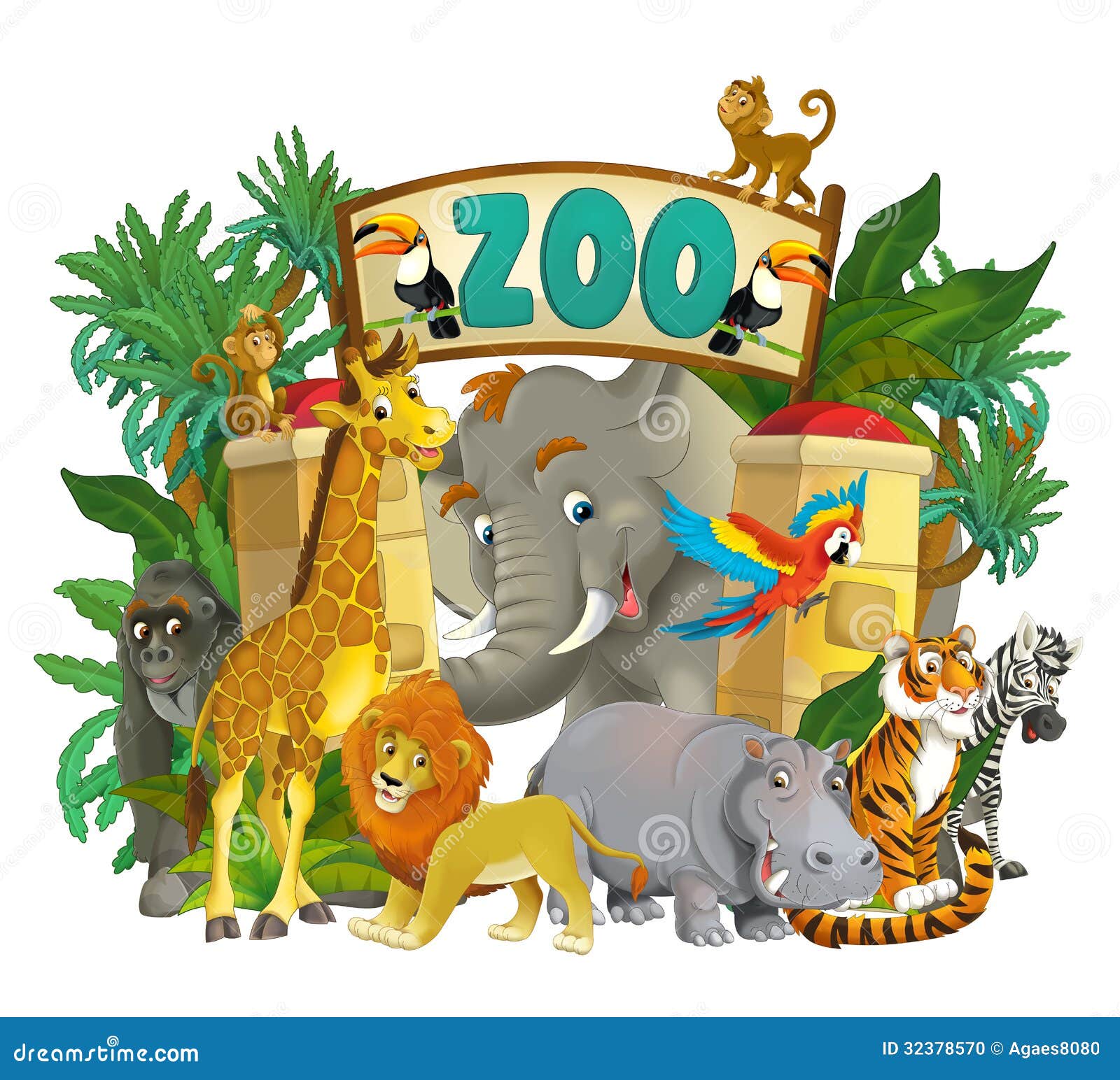 Jogo De Animais Redondos Bonitos Dos Desenhos Animados, Adesivos Do Jardim  Zoológico Do Vetor Royalty Free SVG, Cliparts, Vetores, e Ilustrações  Stock. Image 42515116