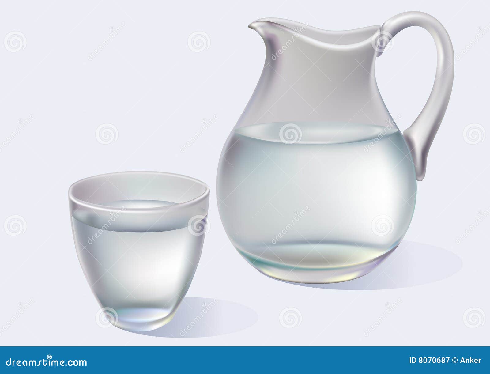 Jarro y vidrio con agua ilustración del vector. Ilustración de jarra -  8070687