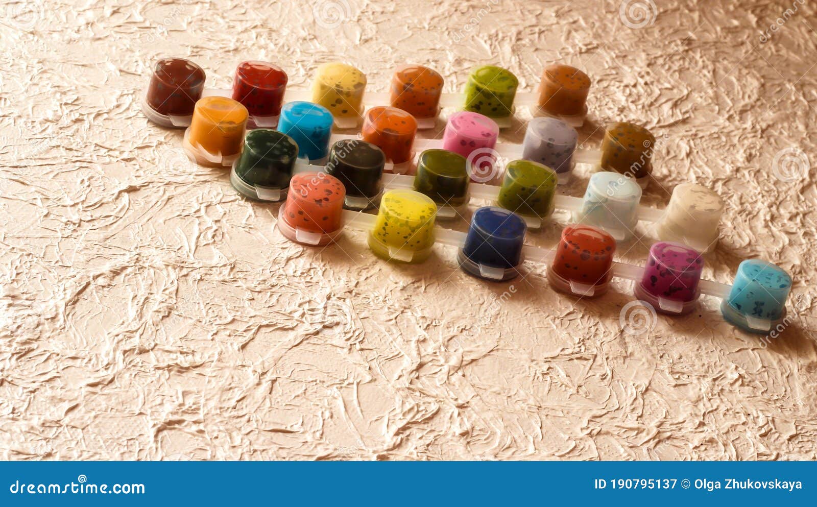 Jars With Acrylic Paint On A Light Crumpled Background RoyaltyFree