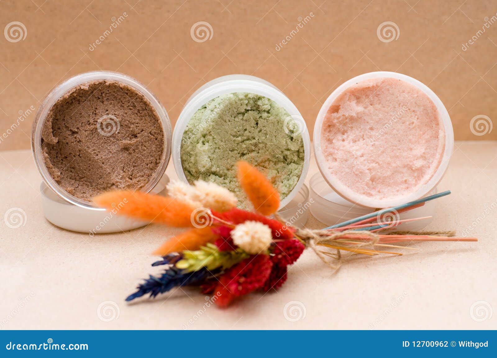 Jars with body scrub stock photo. Image of peeling, pastel 12700962