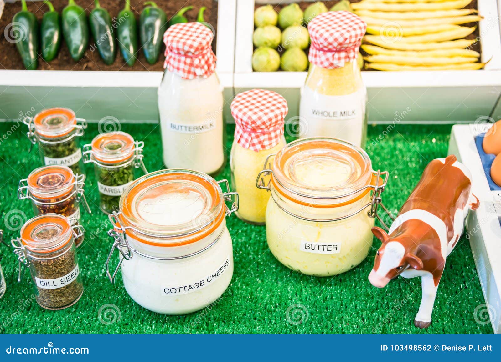 Jars And Bottles Of Dairy Products And Seeds Stock Photo Image