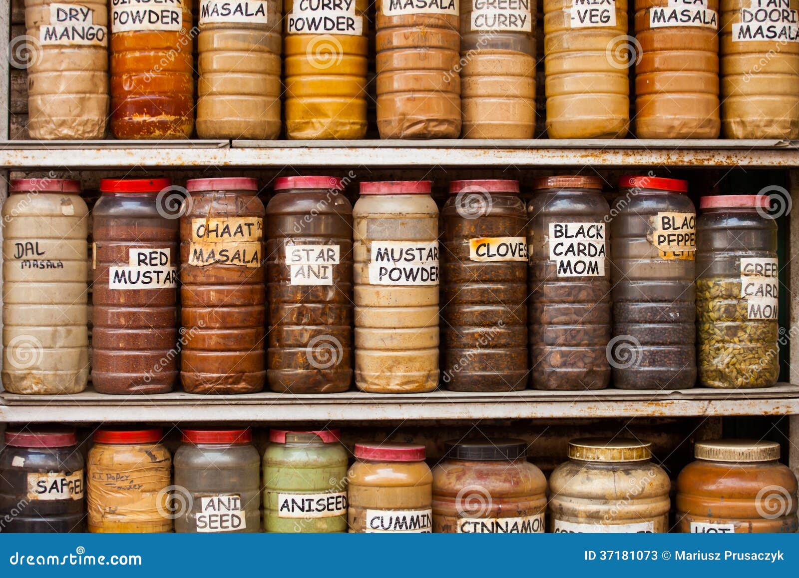 Jars of Herbs and Powders in a Indian Spice Shop. Stock Image Image of medina, berber 37181073