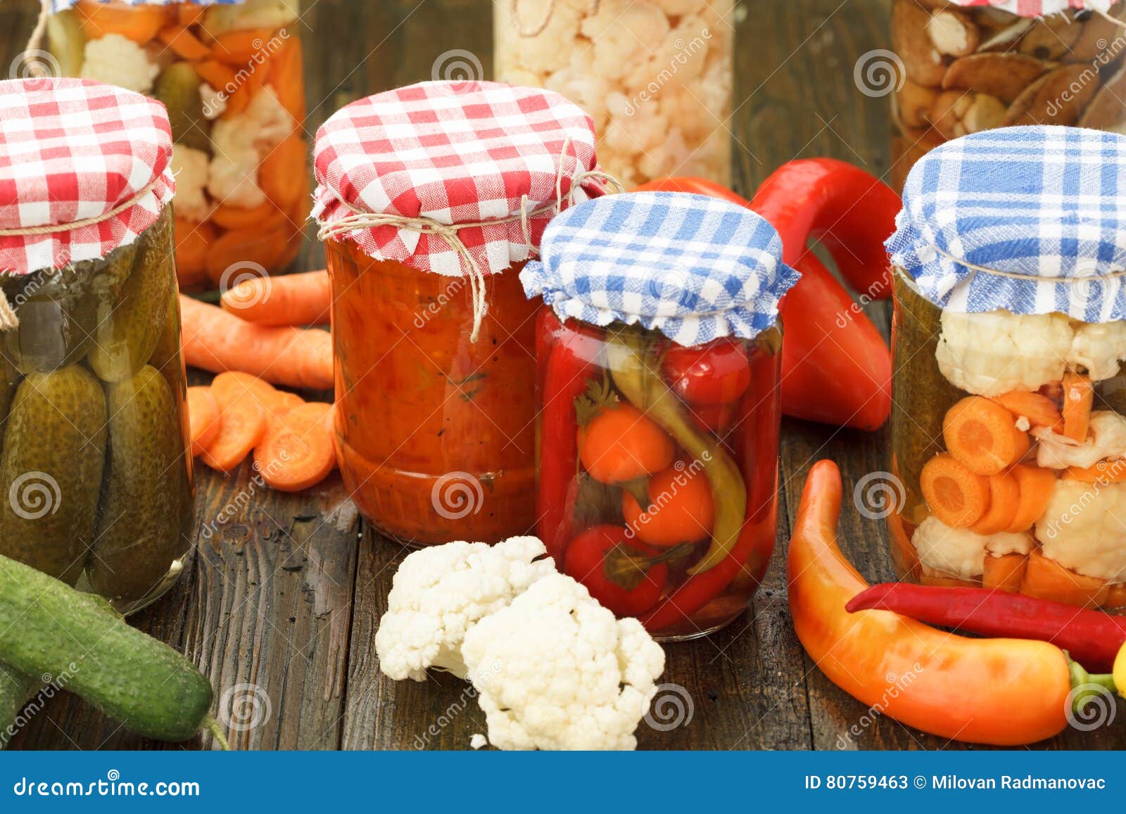 Jars of Organic Pickled Vegetables Stock Image Image of fermented