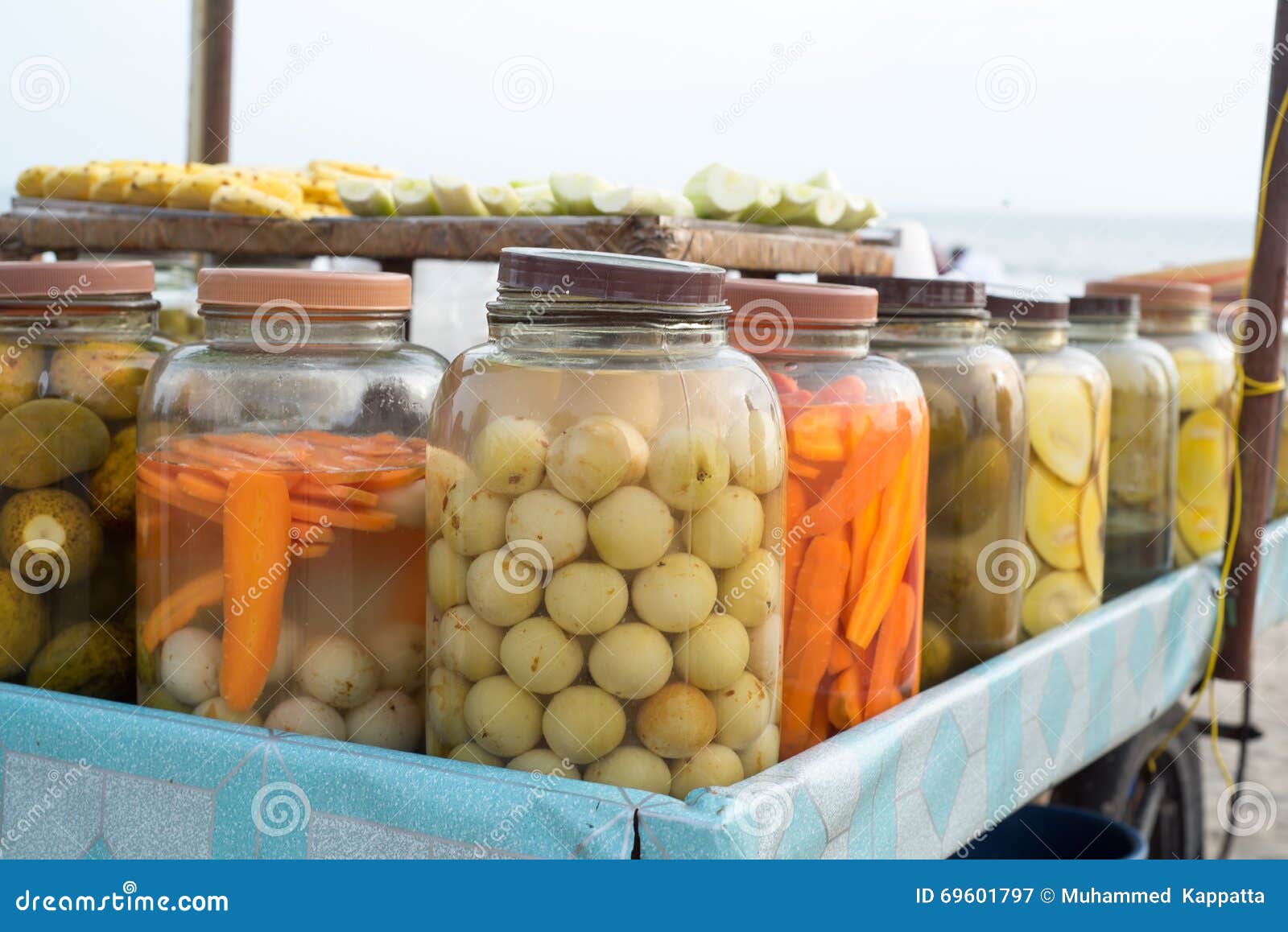 Jars of pickled vegetables stock image. Image of evening 69601797