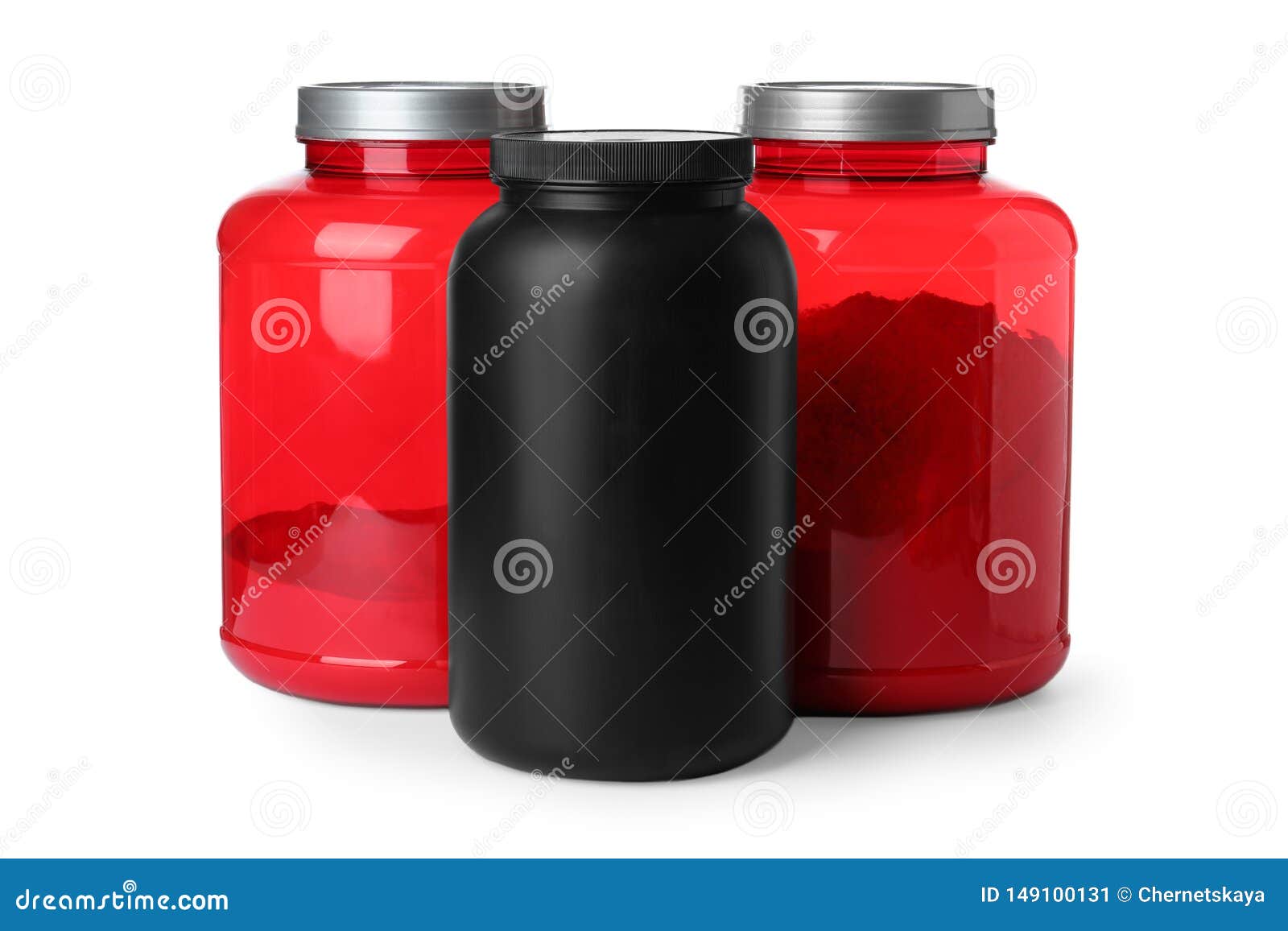 Jars with Protein Powder on White Stock Image Image of bodybuilding
