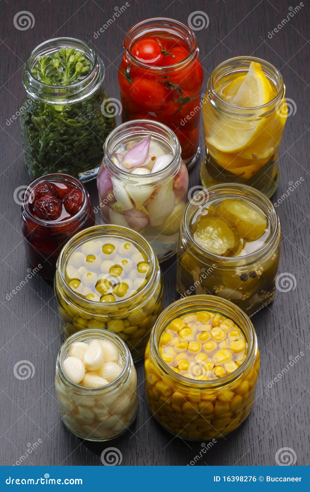 jars with various preserved food