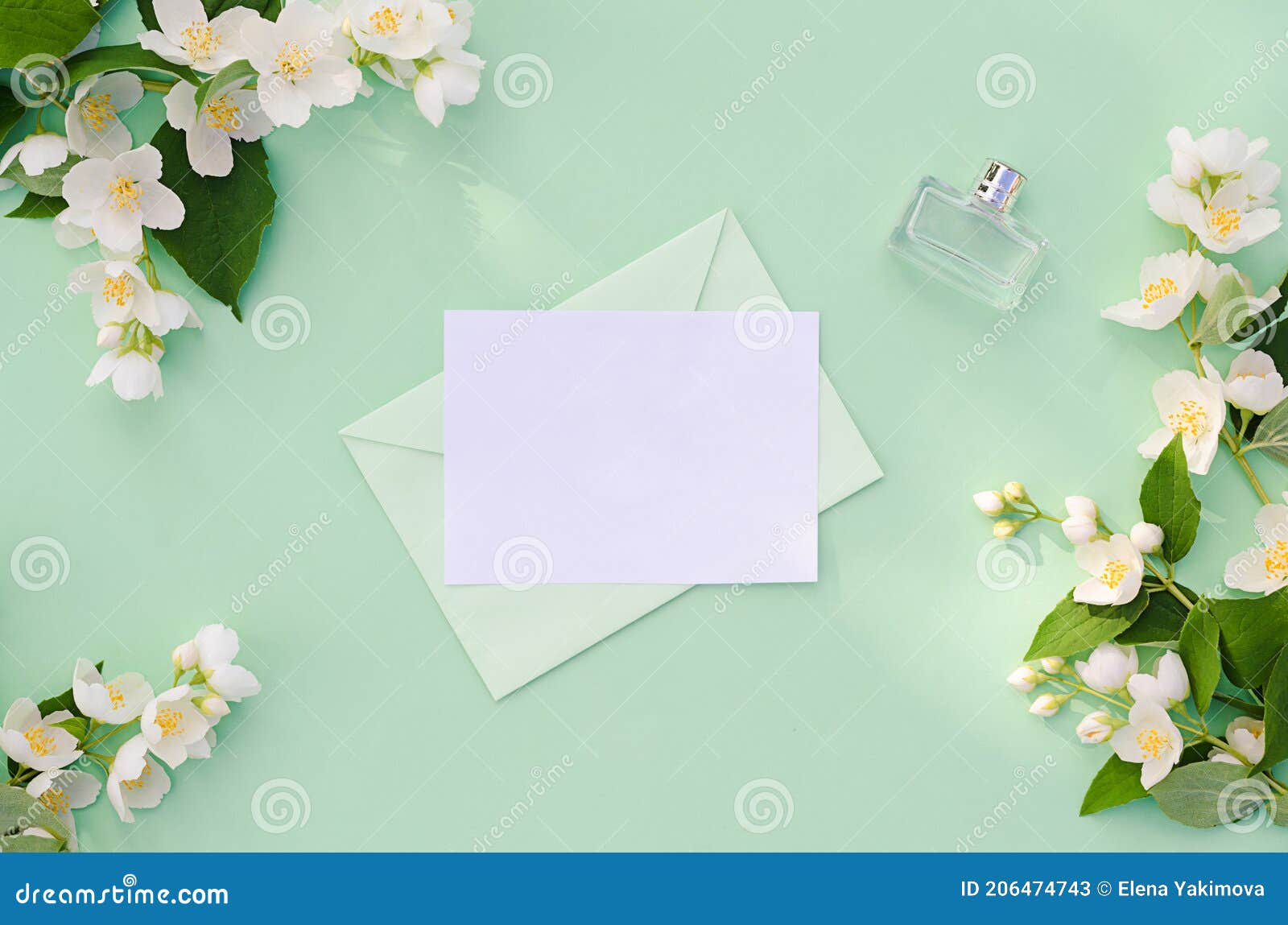 Blank Greeting Card With Paper Sheet, Gifts And Flowers. For