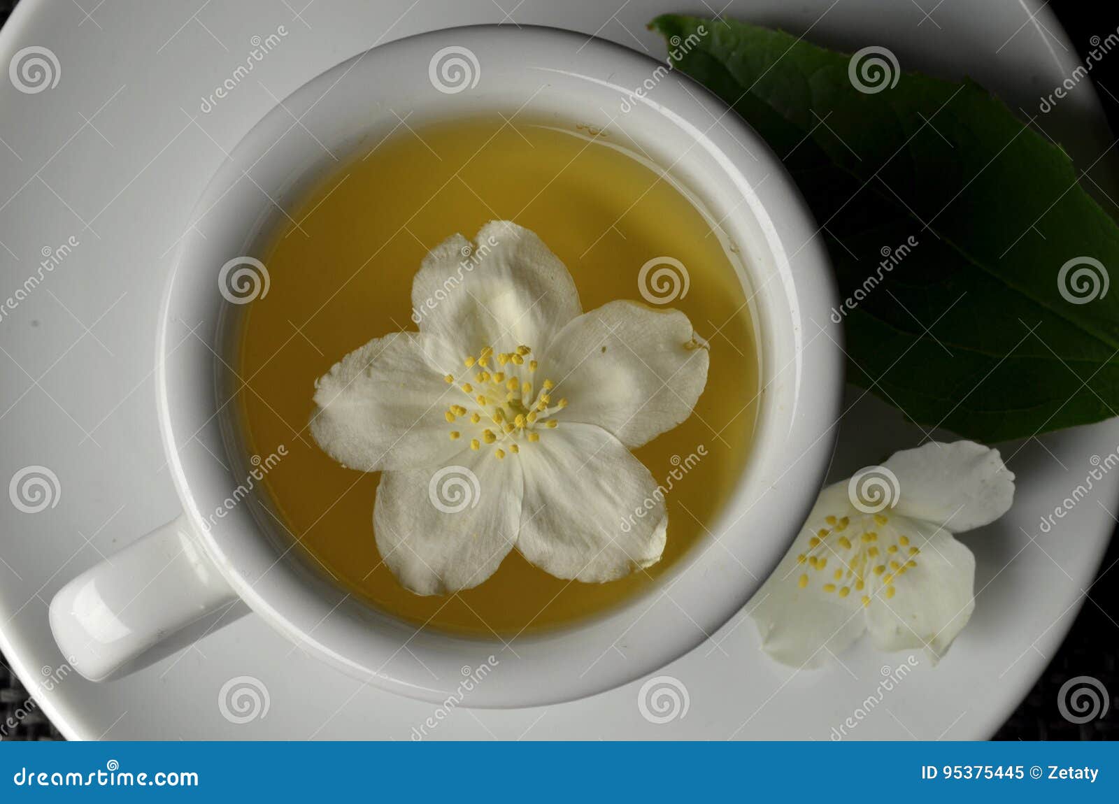 Jasmine tea with flowers stock image. Image of blossoming 95375445