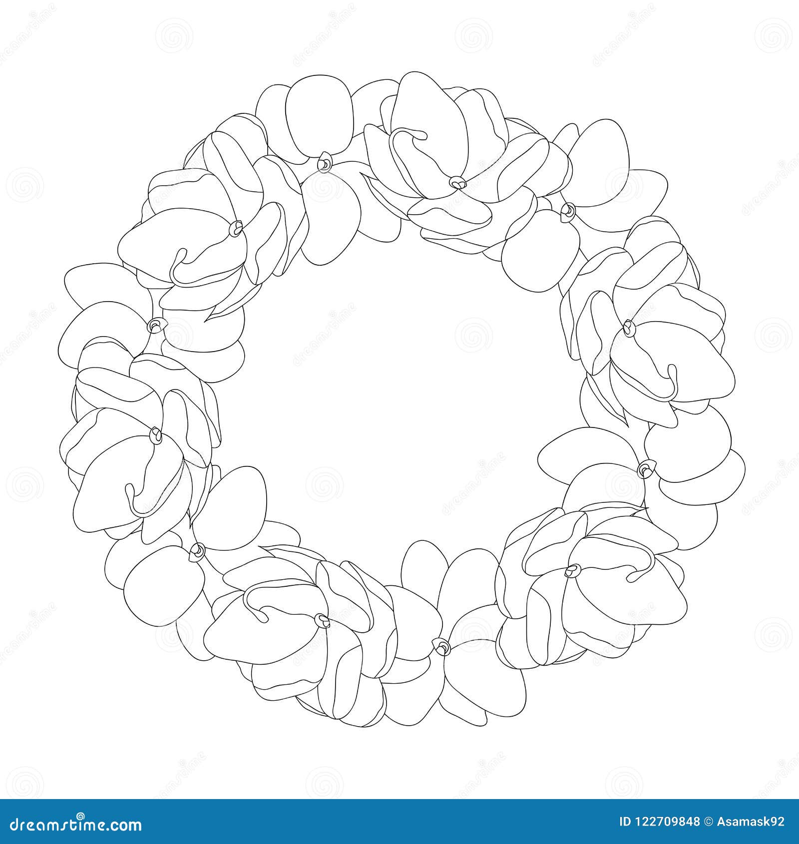 jasminum sambac - arabian jasmine outline wreath.  