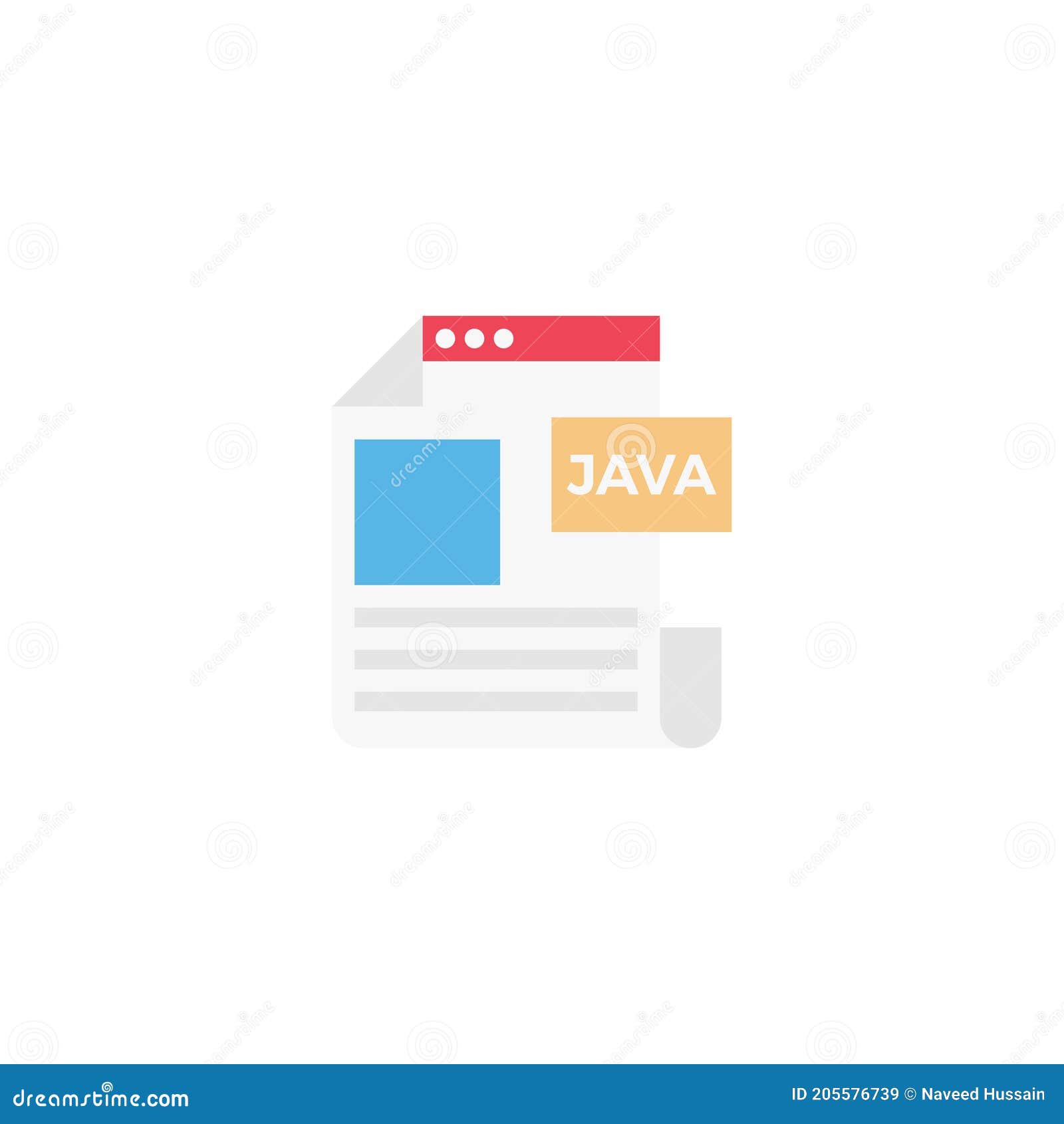 Java File Vector Flat Colour Icon Stock Vector Illustration of