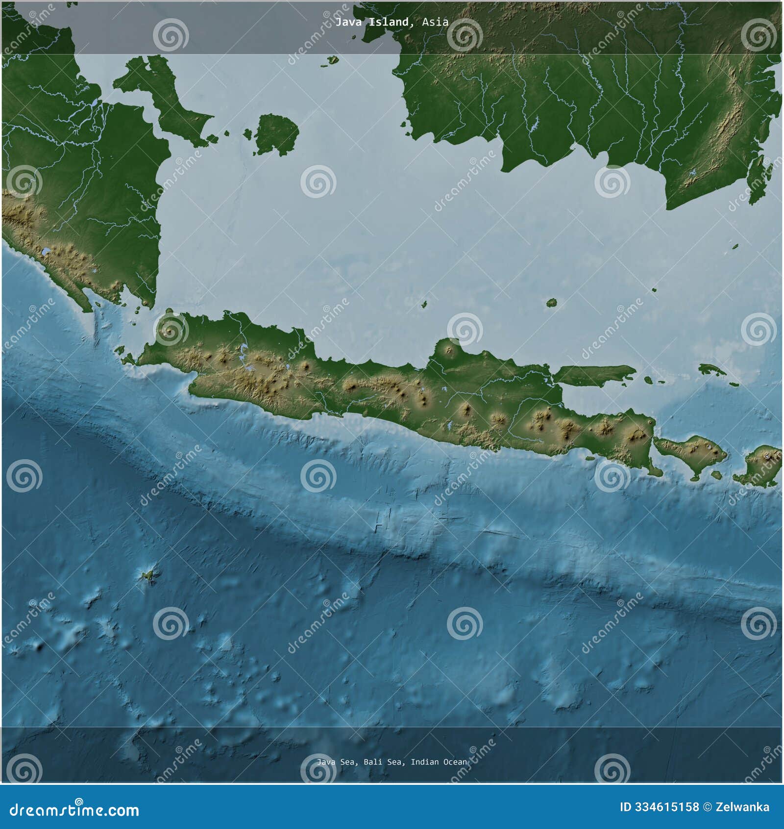 java island, indonesia, cropped to square. physical