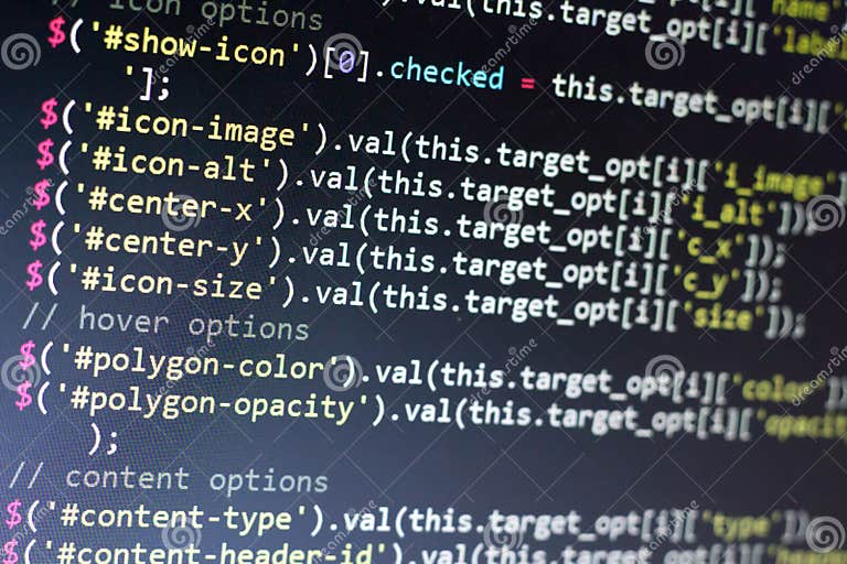 Javascript Code. Computer Programming Source Code. Abstract Screen of ...