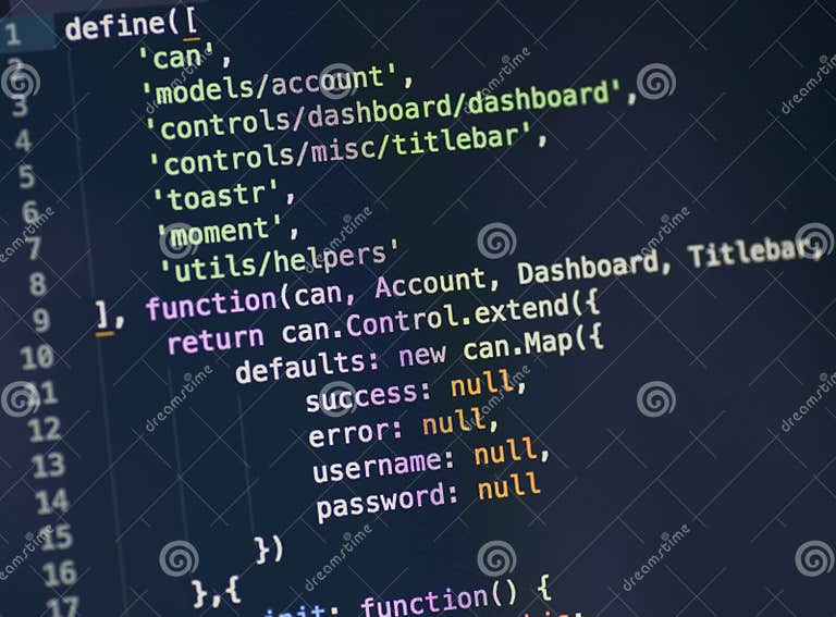 Javascript Code on Computer Screen Stock Image - Image of editor ...