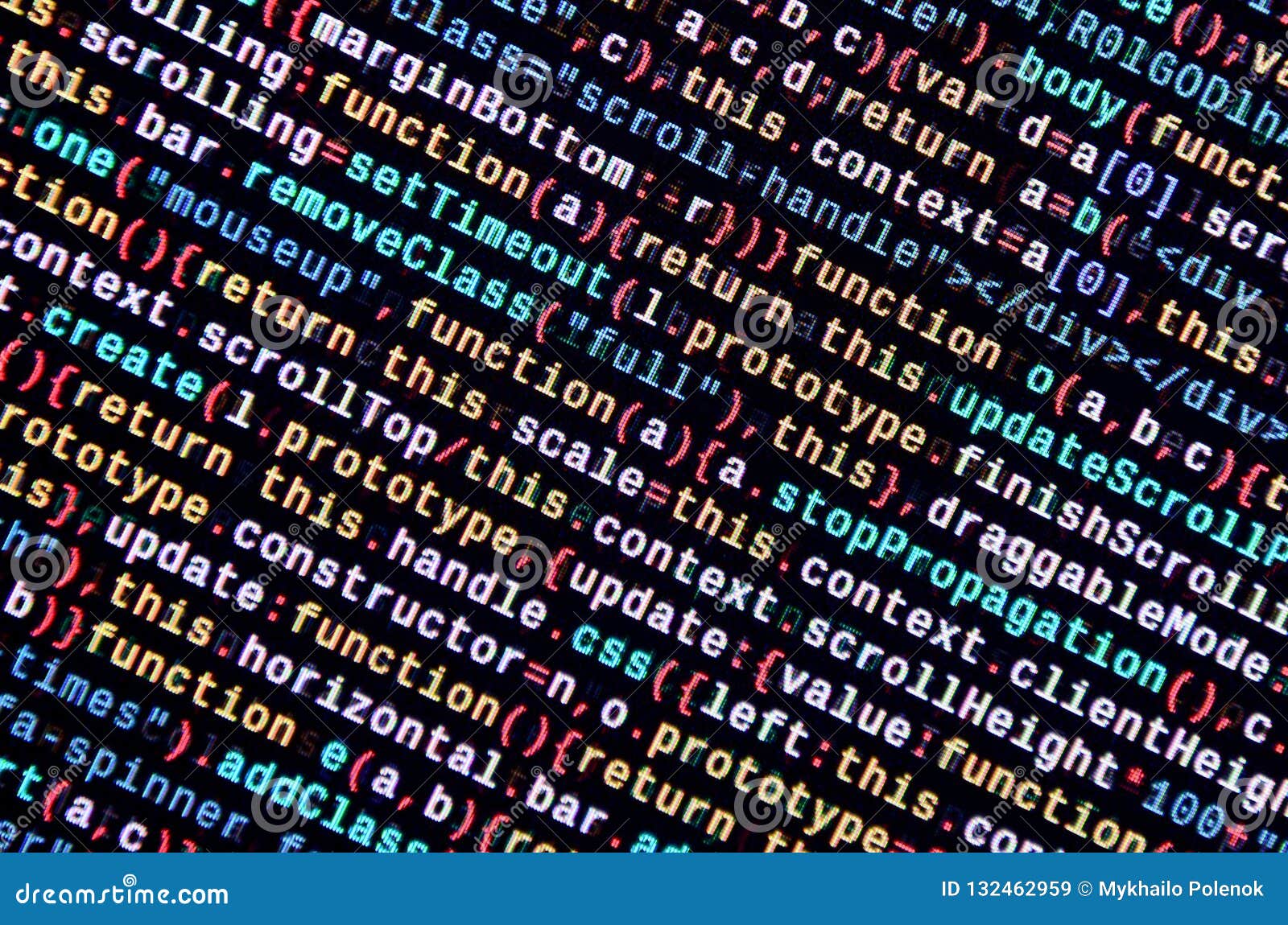 JavaScript Code in Text Editor. Coding Cyberspace Concept. Screen of ...