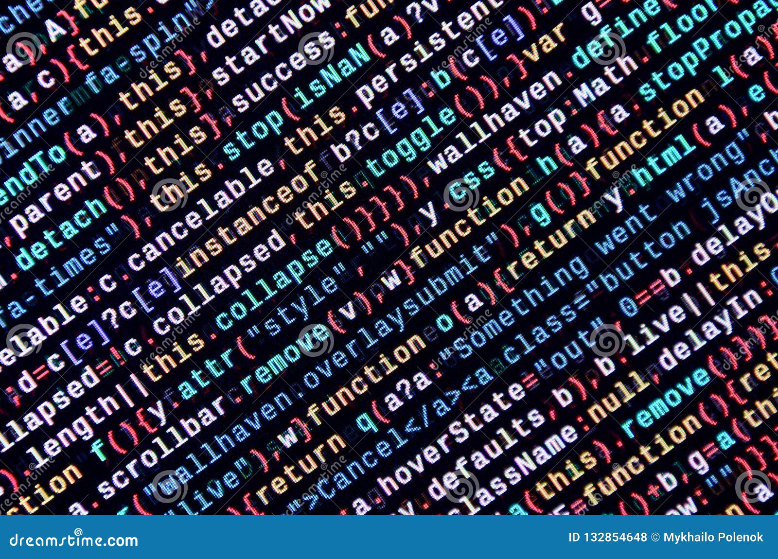 JavaScript Code in Text Editor. Coding Cyberspace Concept. Screen of ...