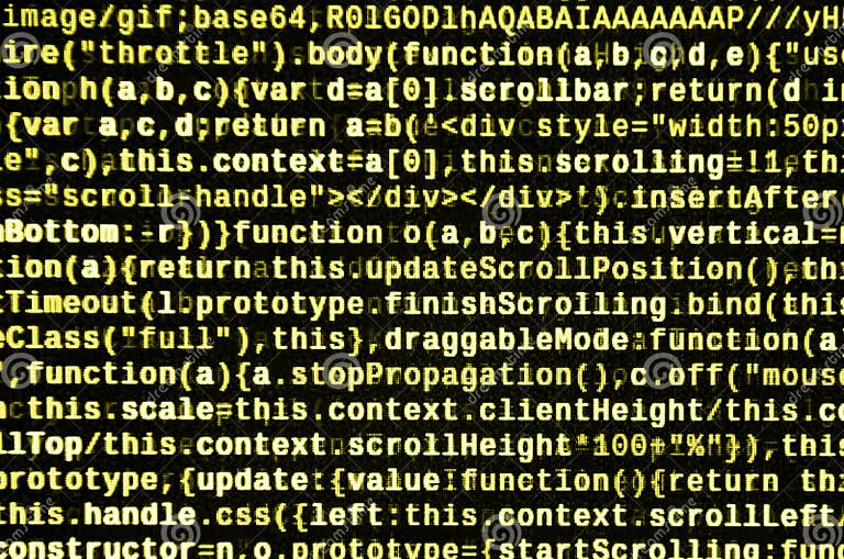 JavaScript Code in Text Editor. Coding Cyberspace Concept. Screen of ...